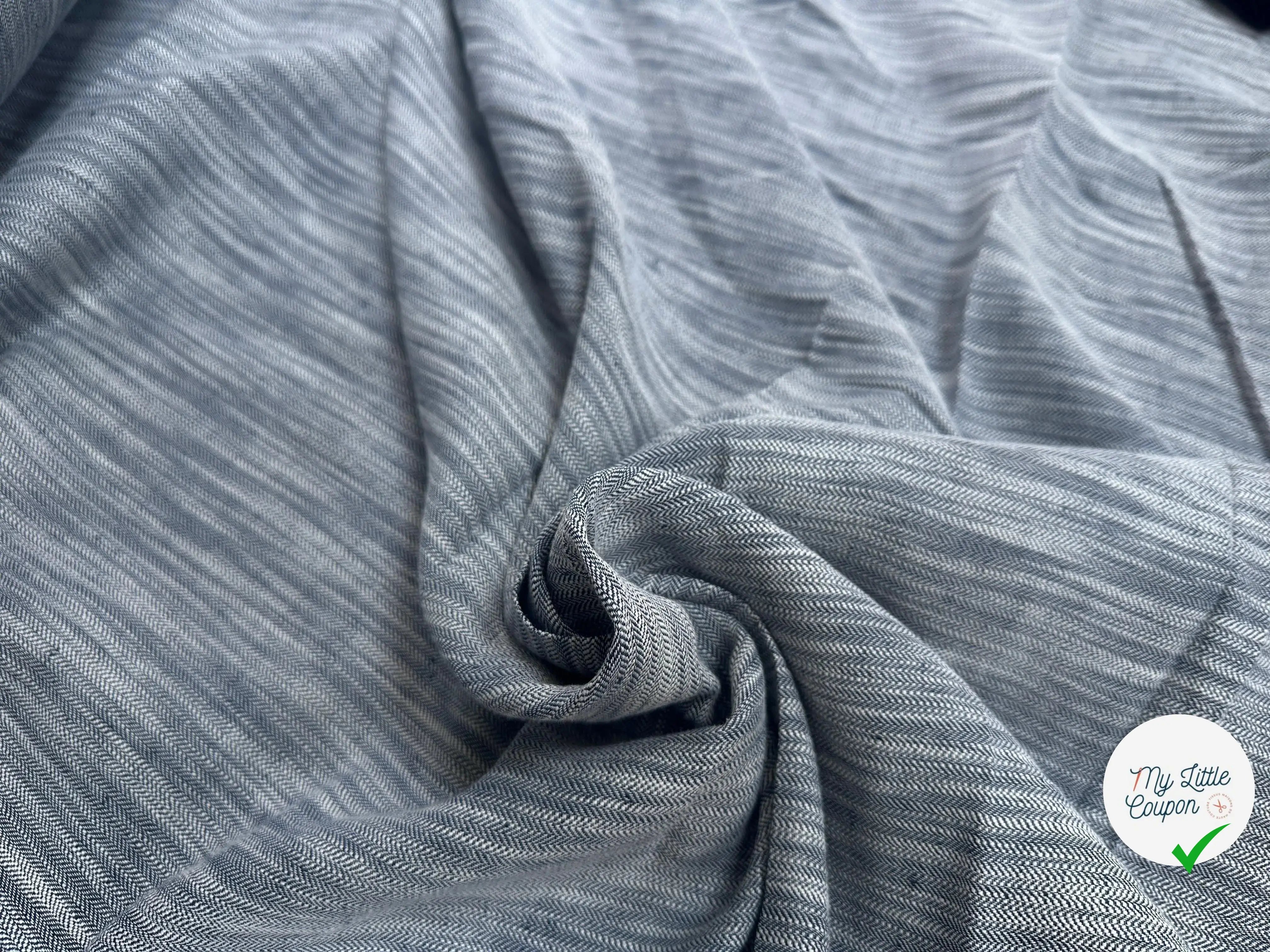 LIN VISCOSE INDIGO CHINÉ CHEVRON - My Little Coupon
