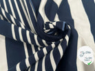 MAILLE LOURD COTON RAYURES IRREGULIERES BLEU MARINE FOND CREME - My Little Coupon
