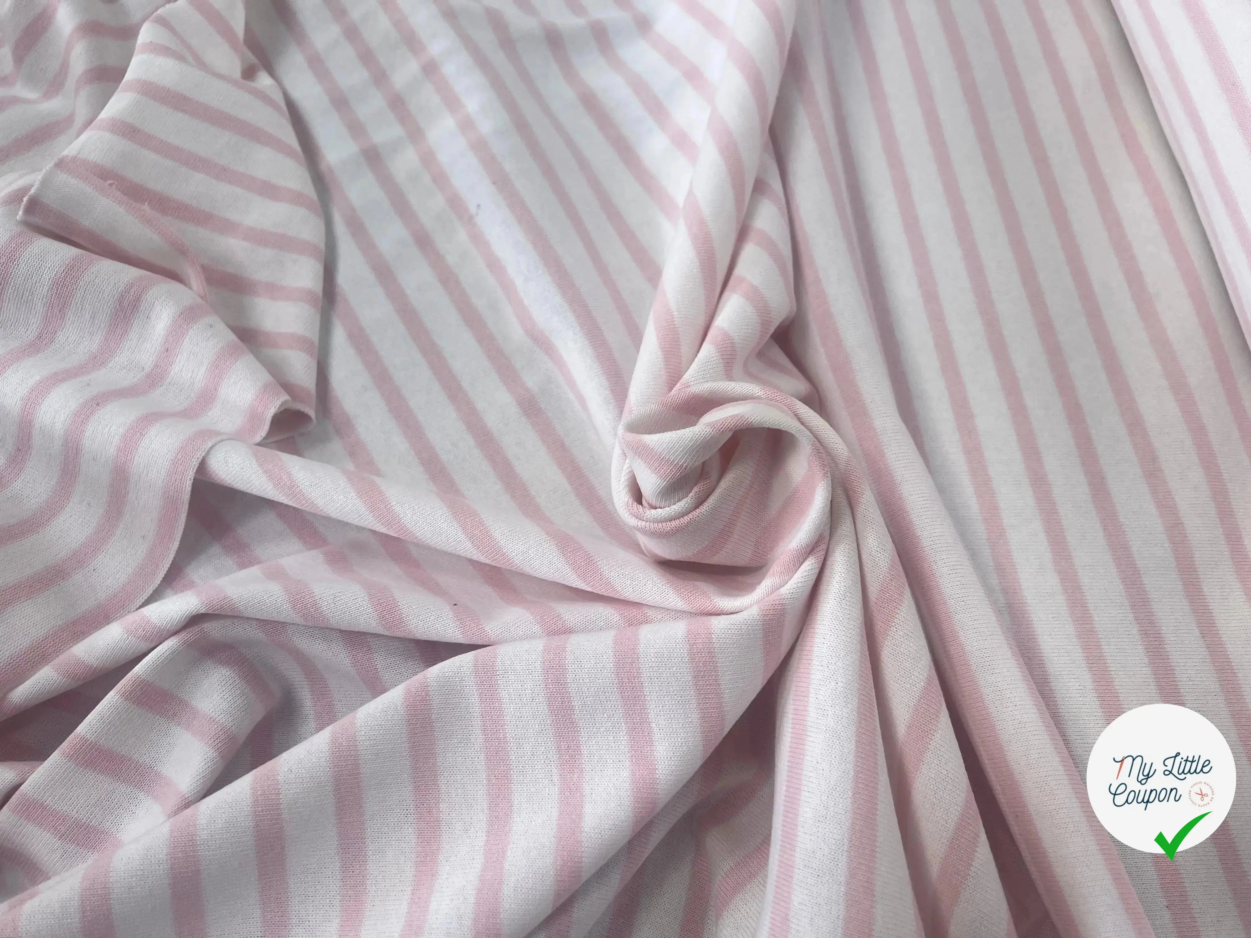 MAILLE LOURDE MARINIÈRE BLANCHE RAYURES ROSE - My Little Coupon