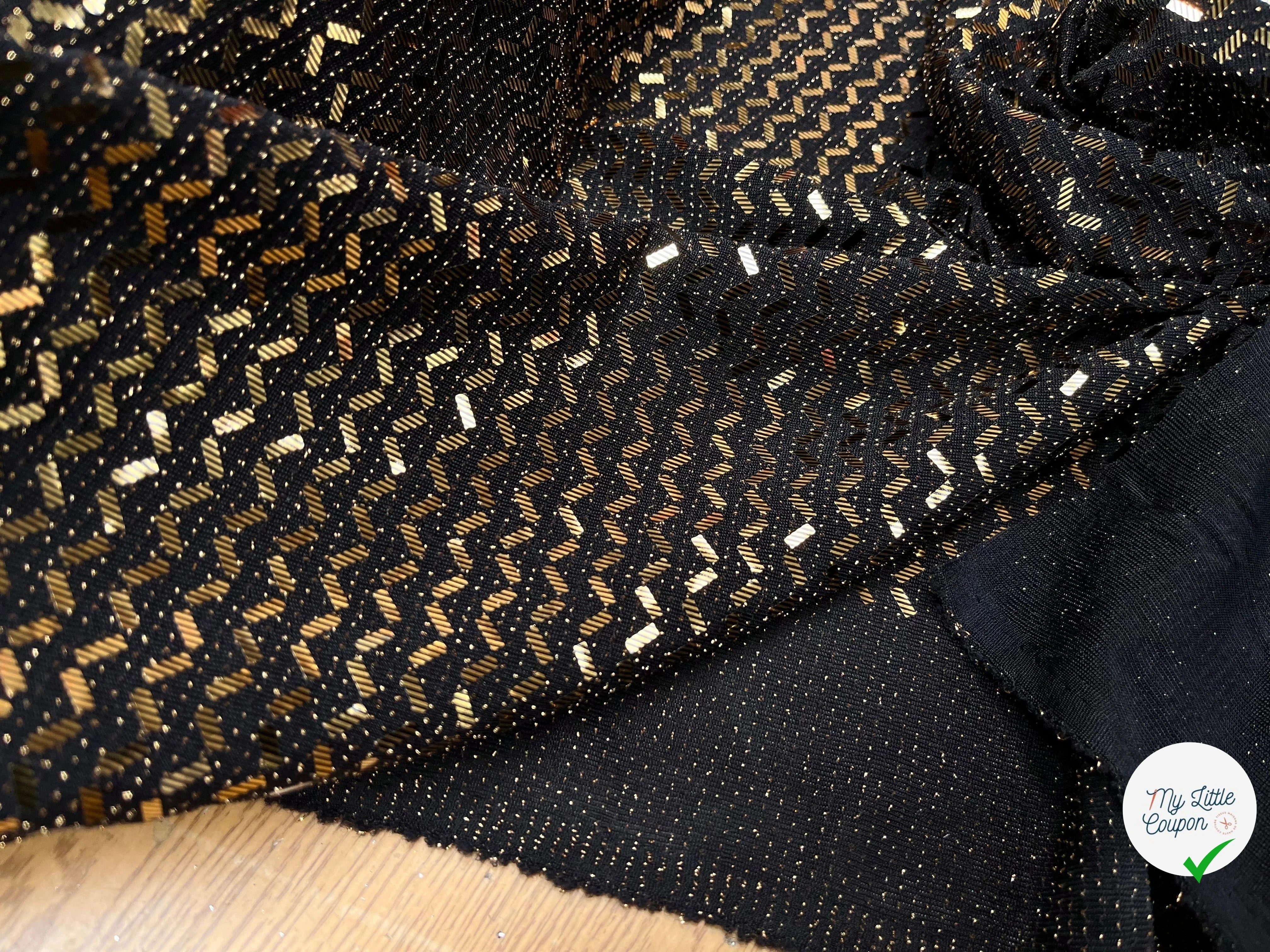 MAILLE SÉQUIN PÉTITE RECTANGLE OR EN ZIG ZAG BRILLANTE - My Little Coupon