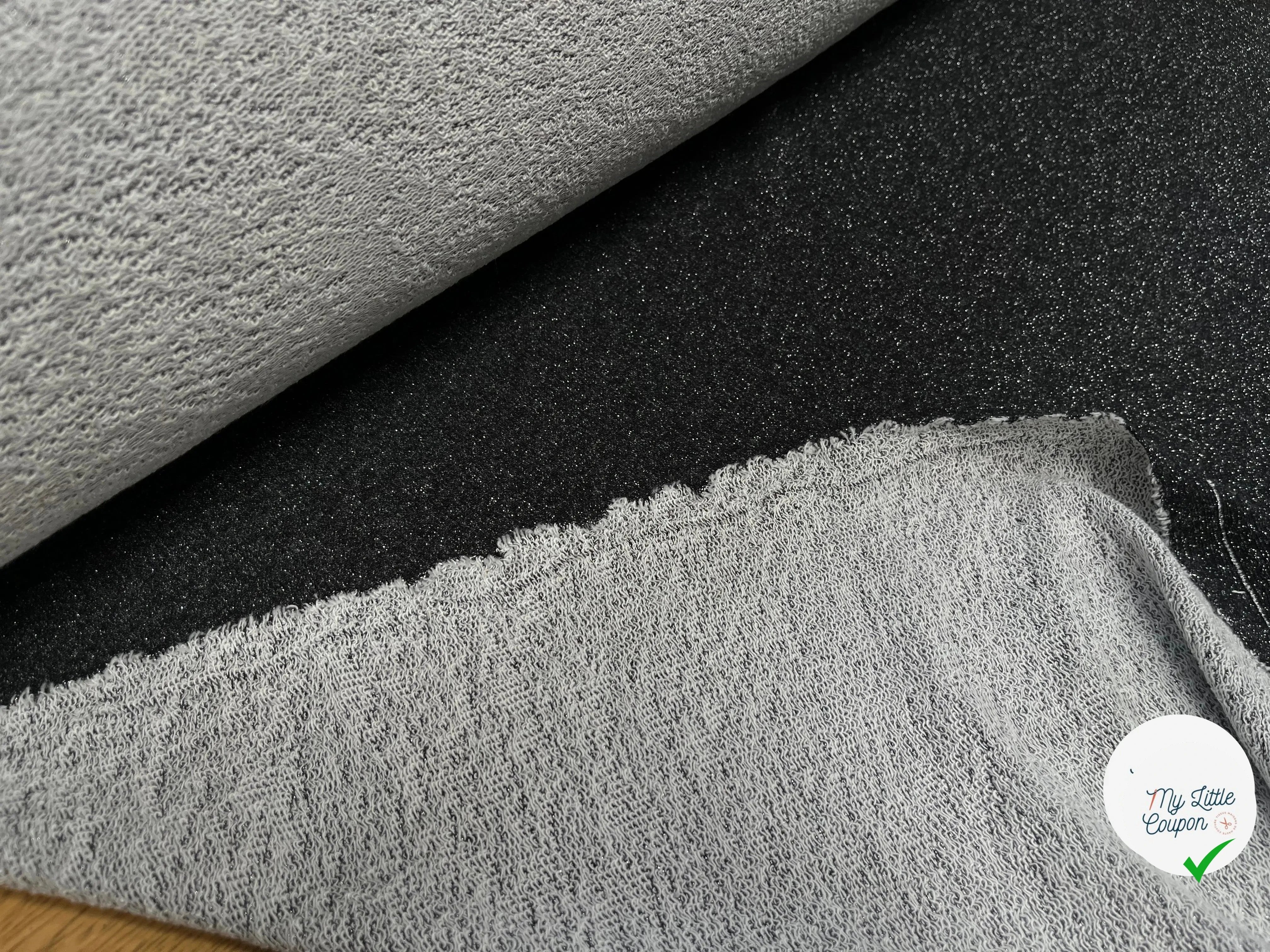 MOLLETON FIN LUREX ARGENT NOIR - My Little Coupon