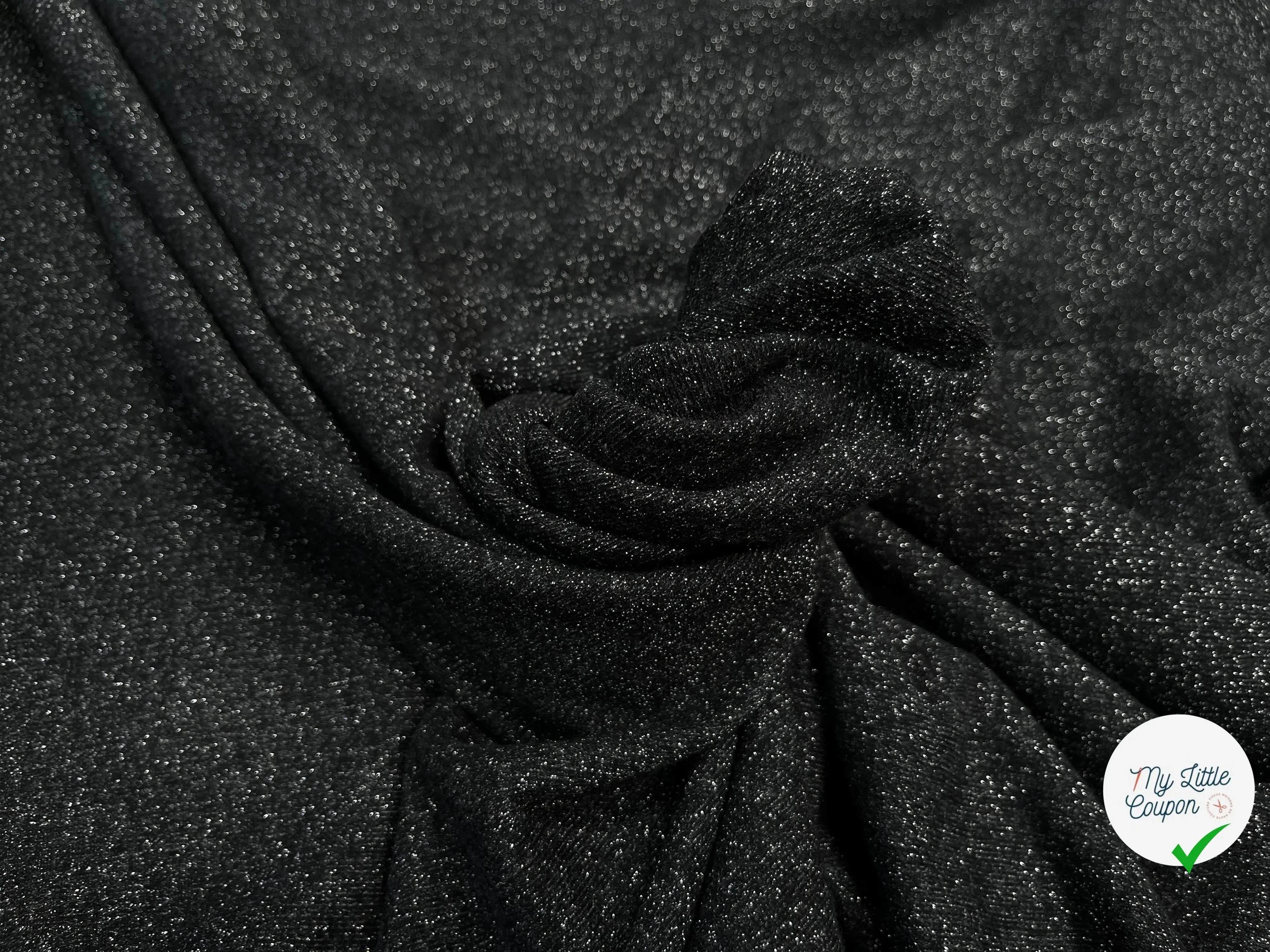 MOLLETON FIN LUREX ARGENT NOIR - My Little Coupon