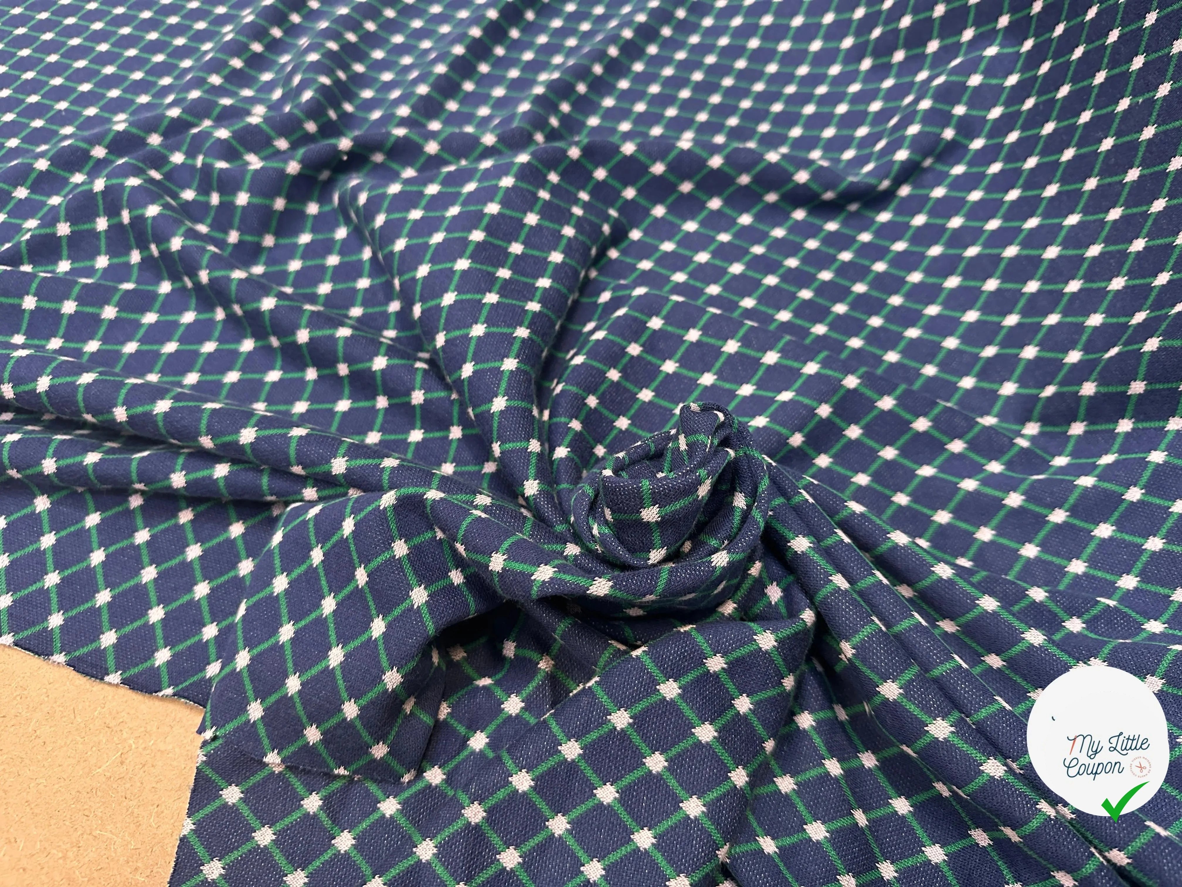 LIGHT QUILTED GREEN CHECKS ON BLUE BACKGROUND - My Little Coupon