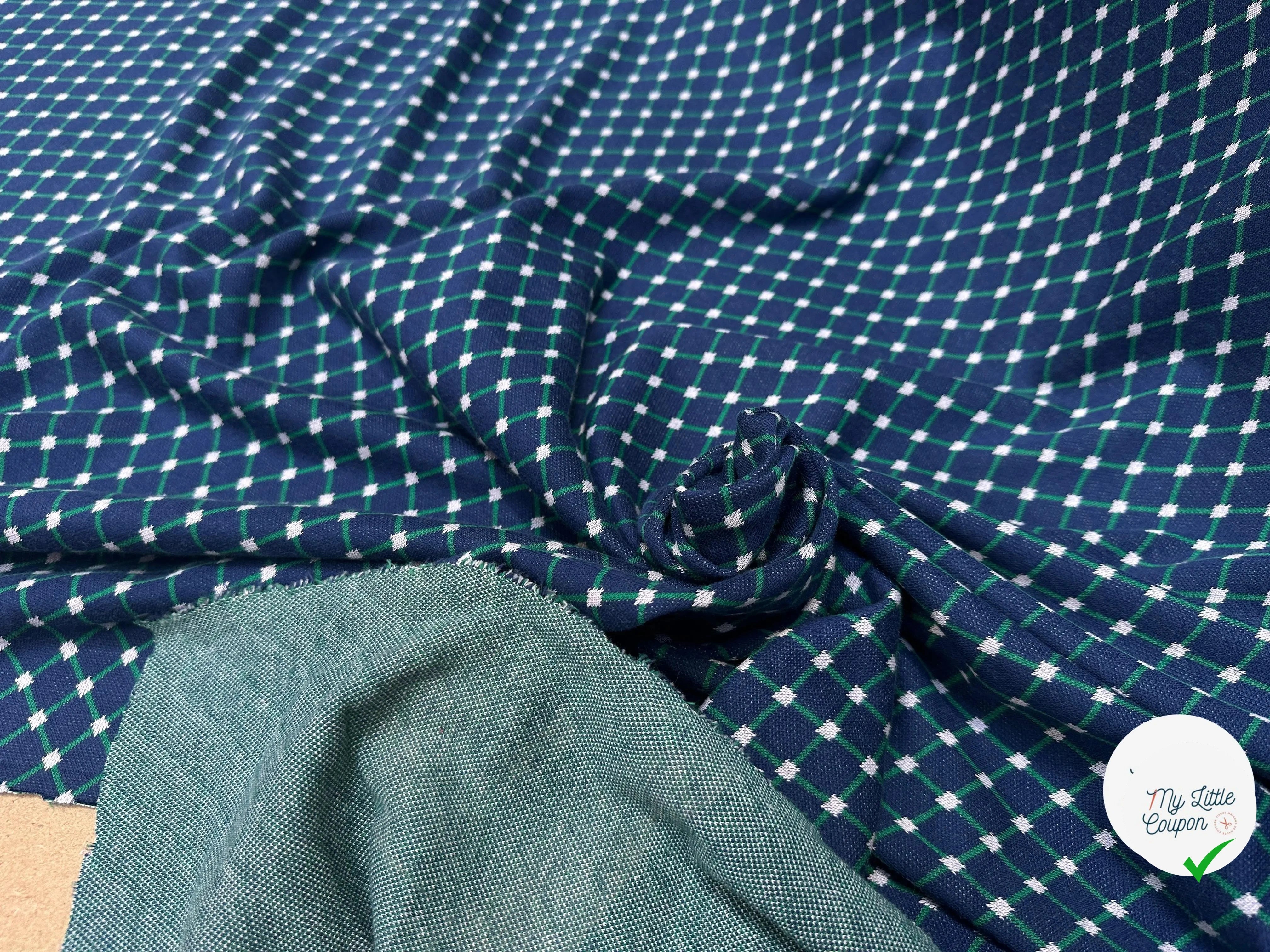 LIGHT QUILTED GREEN CHECKS ON BLUE BACKGROUND - My Little Coupon