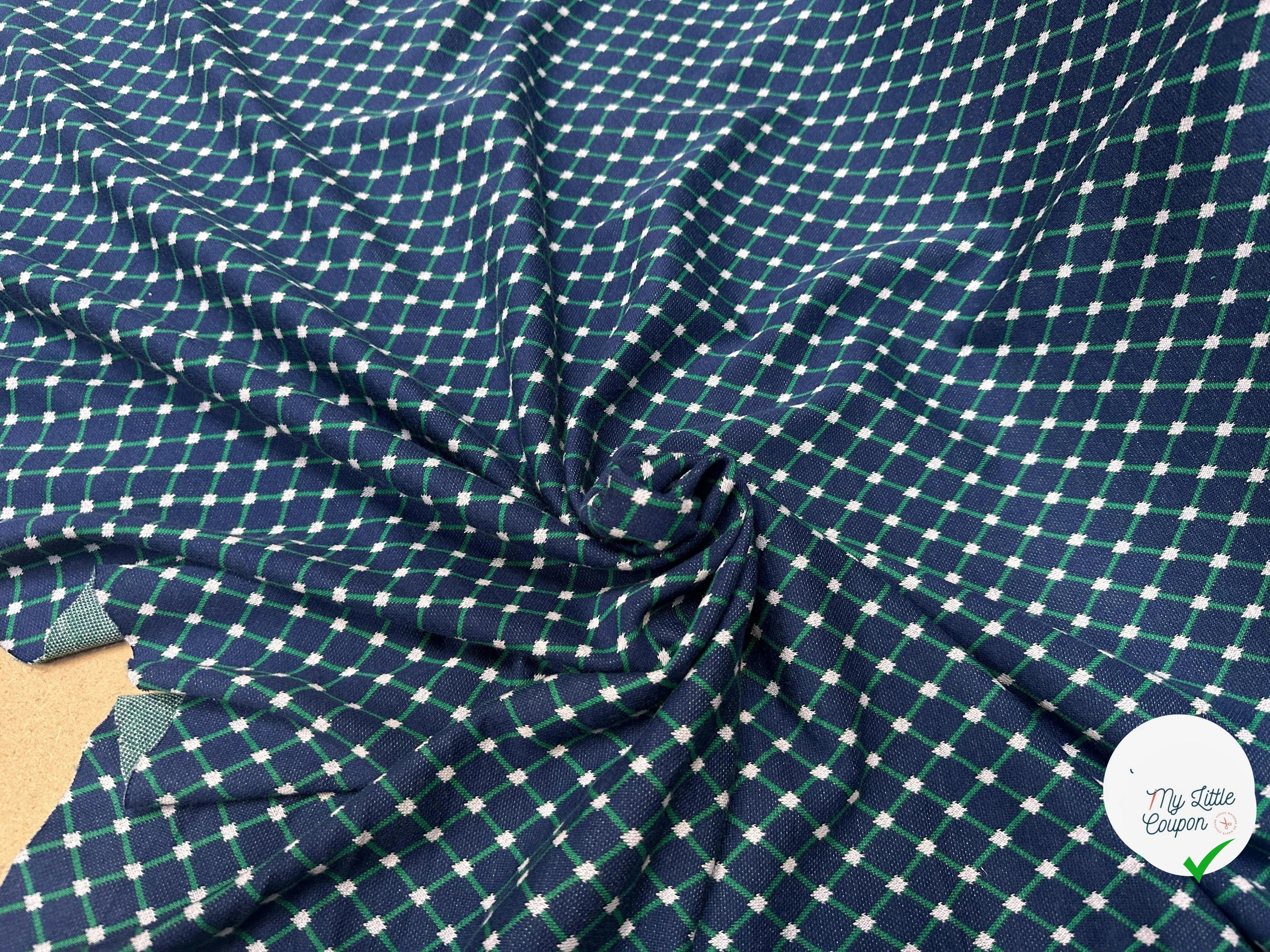 LIGHT QUILTED GREEN CHECKS ON BLUE BACKGROUND - My Little Coupon