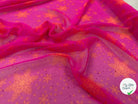 MOUSSELINE DE SOIE ETOILES ORANGE FOND ROSE MLC INTERN