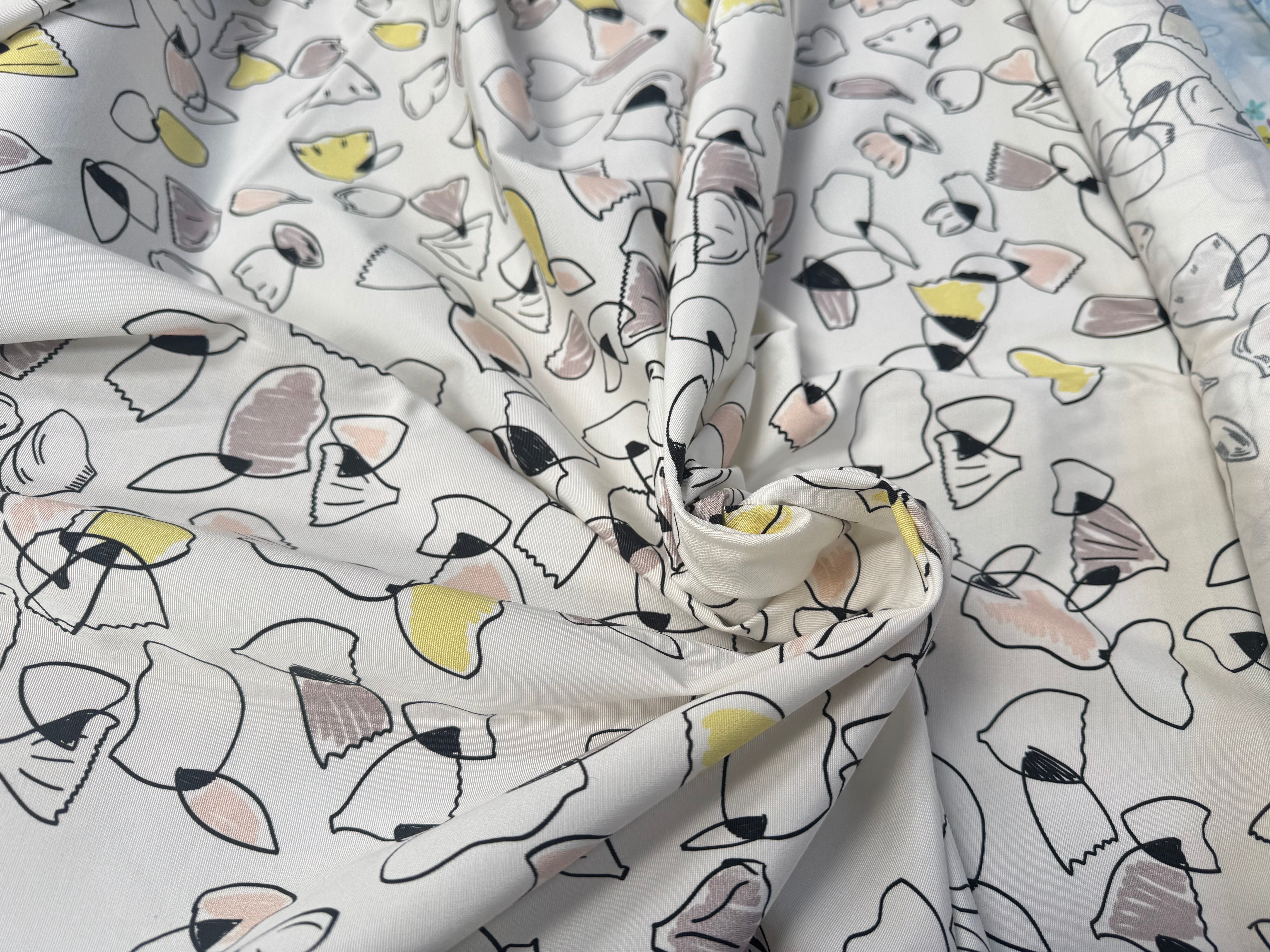 (Chute) OTTOMAN STRETCH VISOSE COTON IMPRIMÉ FLEURS FOND BLANC - My Little Coupon
