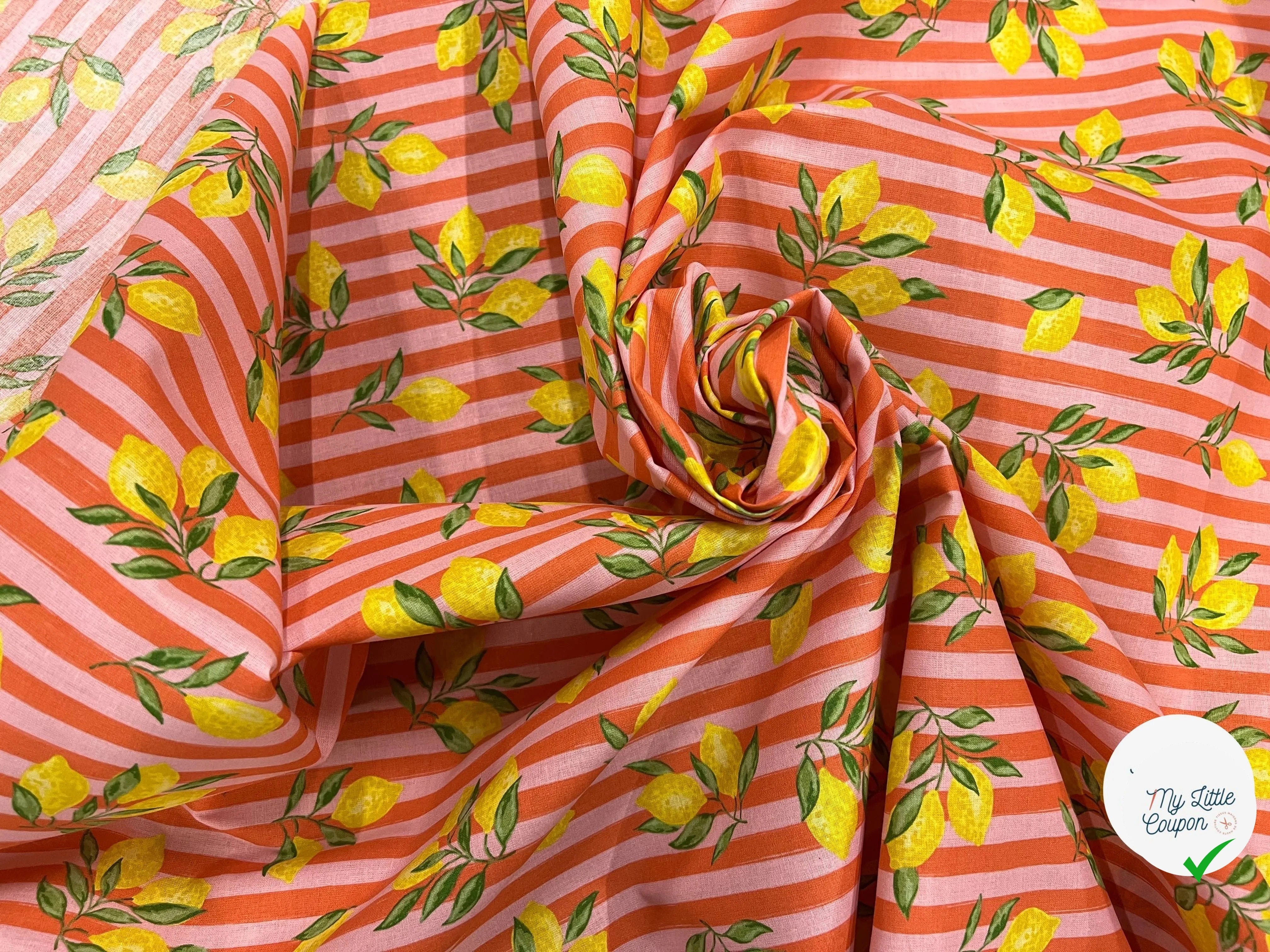 PERCALE COTON ETNA ROSE ORANGE PRINT - My Little Coupon
