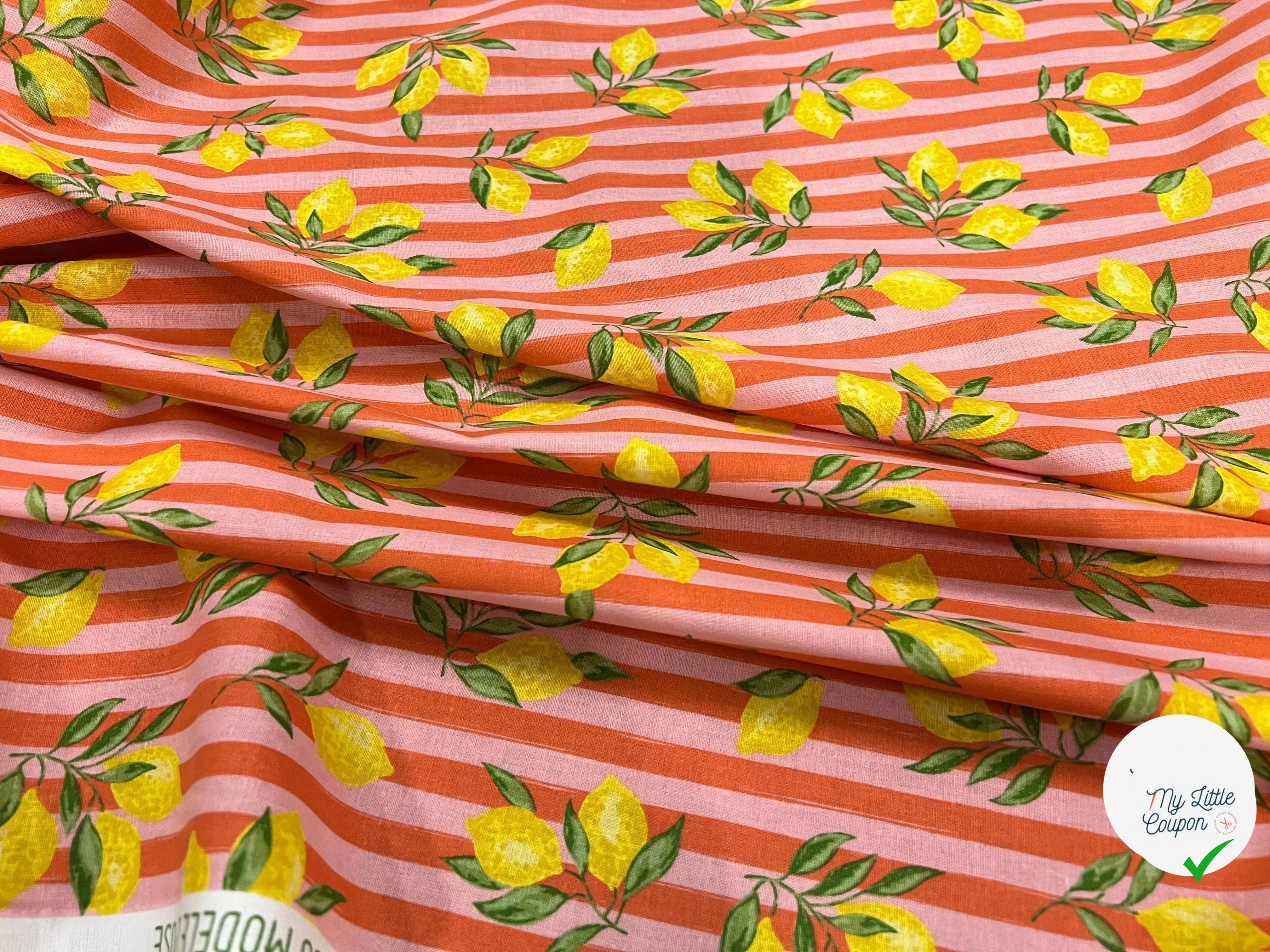 PERCALE COTON ETNA ROSE ORANGE PRINT - My Little Coupon