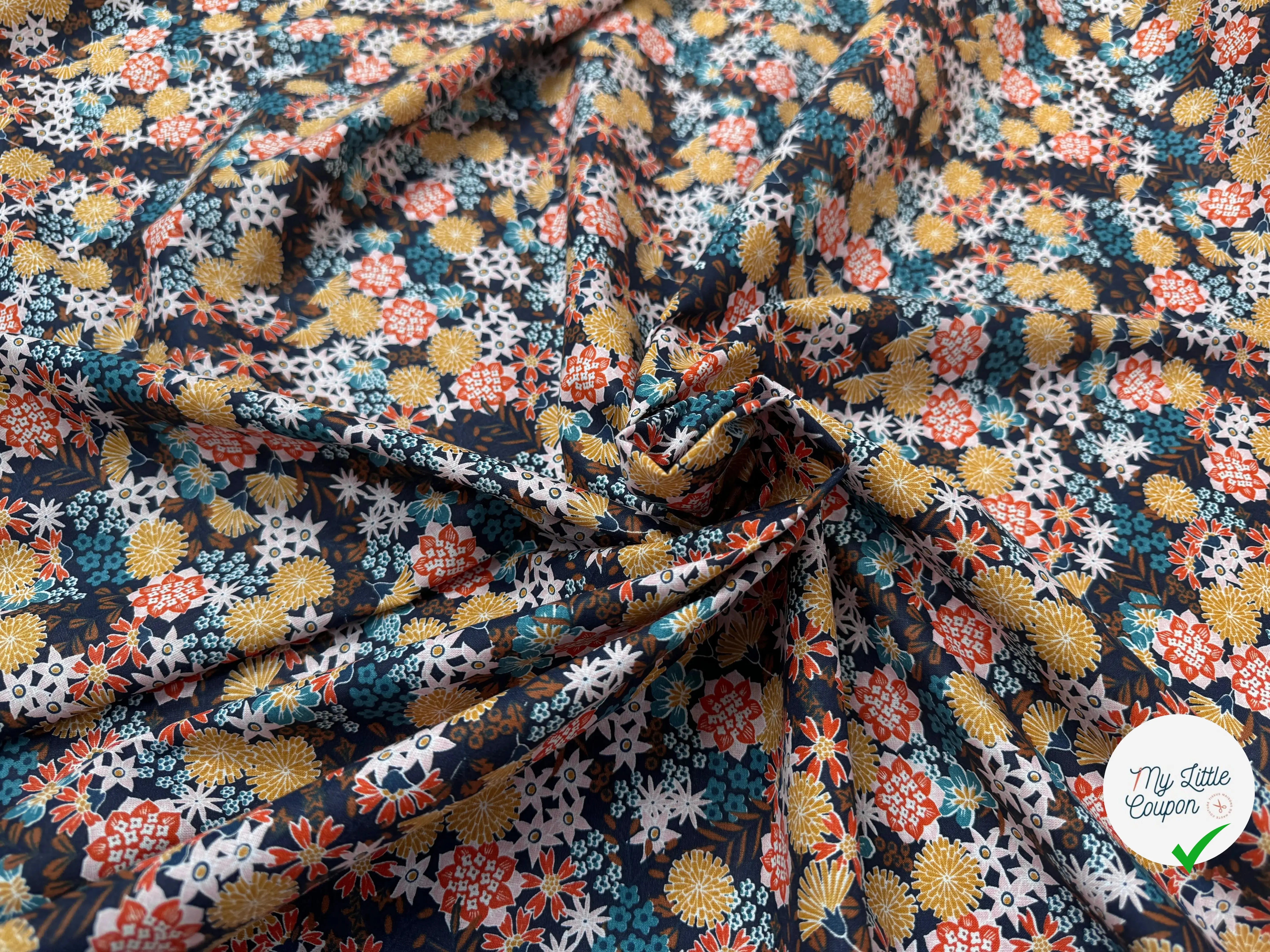 PERCALE DE COTON AKEMI MARINE 150 CM - My Little Coupon