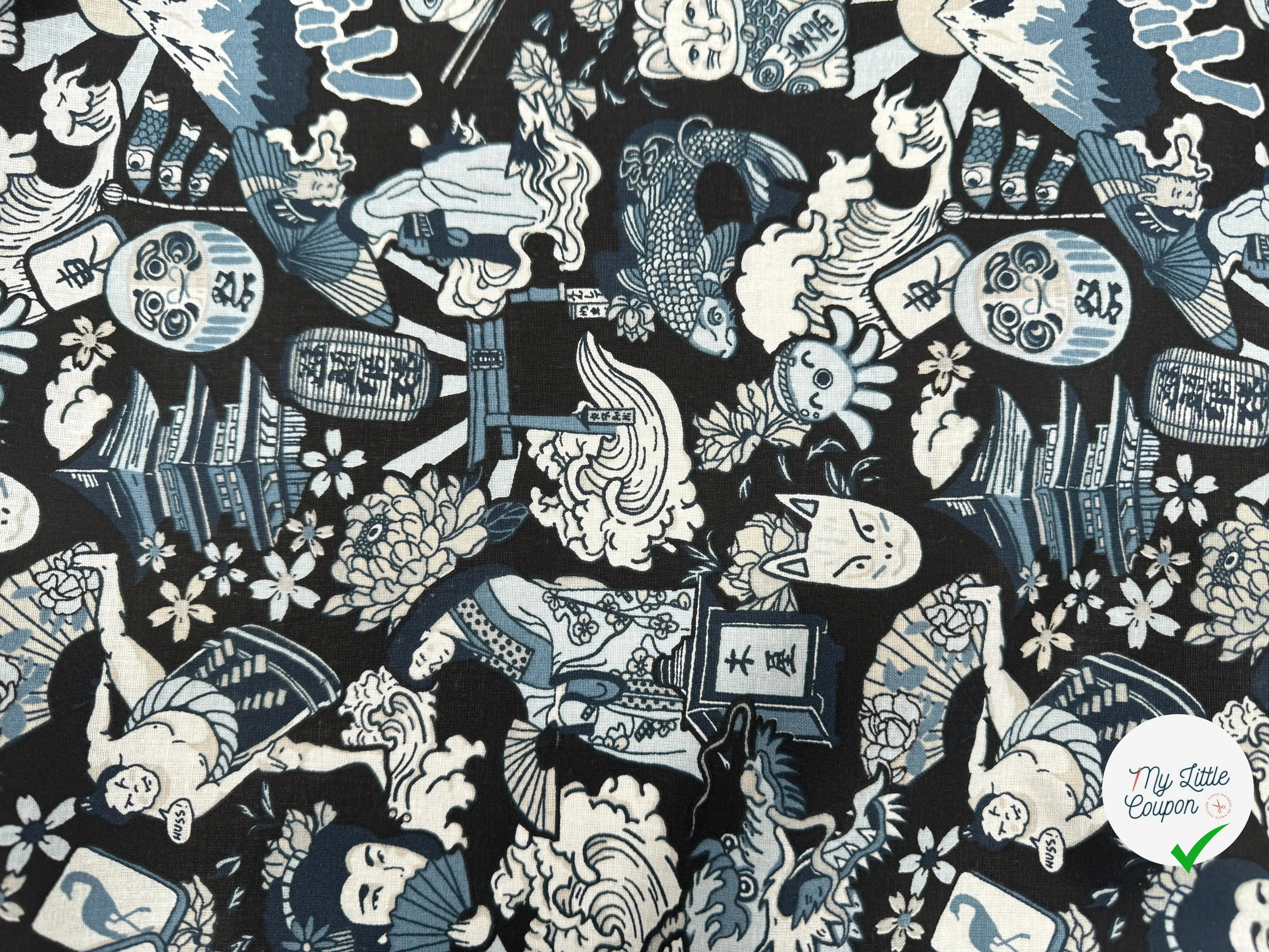 PERCALE DE COTON DARUMA INDIGO - My Little Coupon