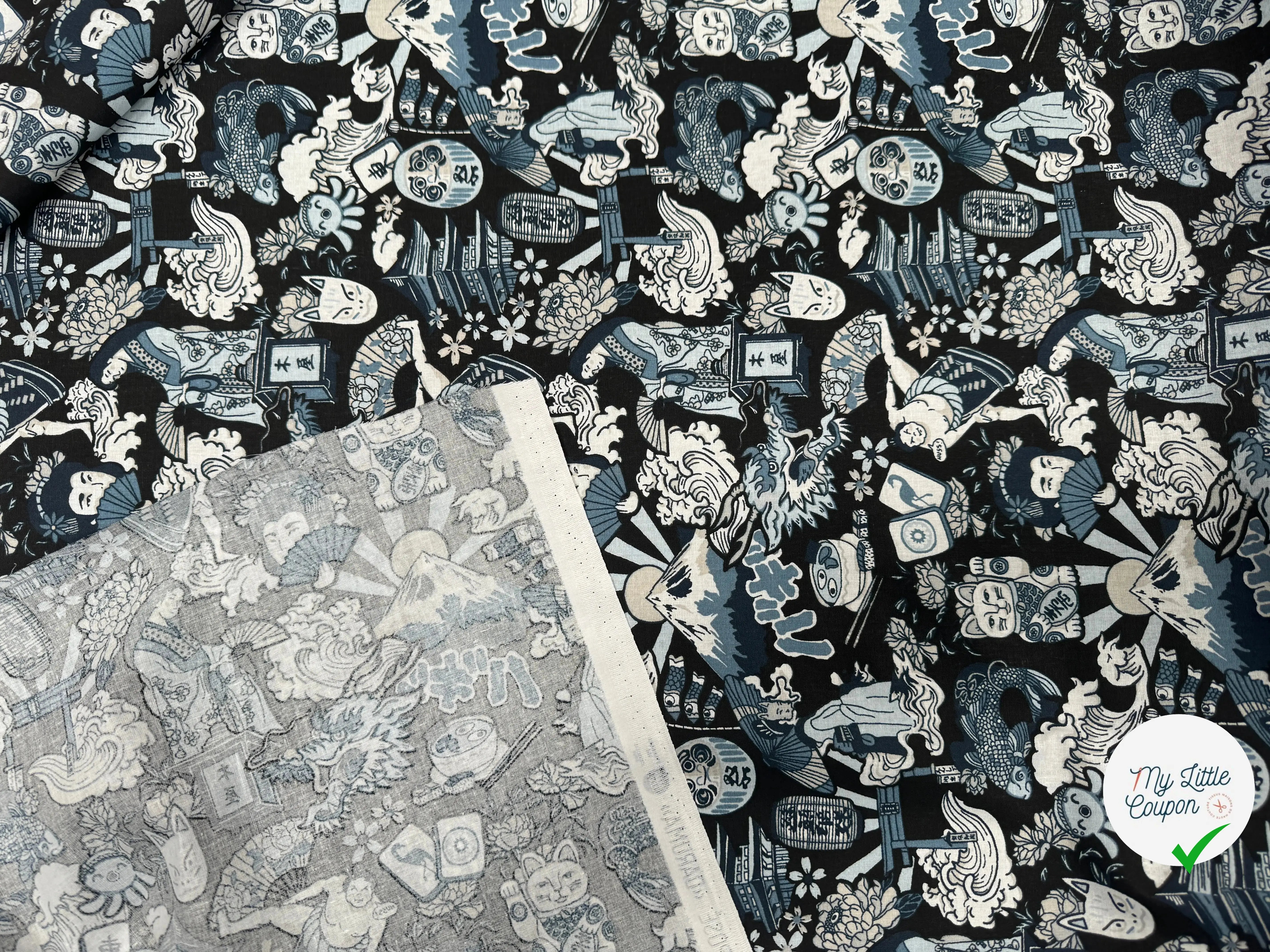 PERCALE DE COTON DARUMA INDIGO - My Little Coupon