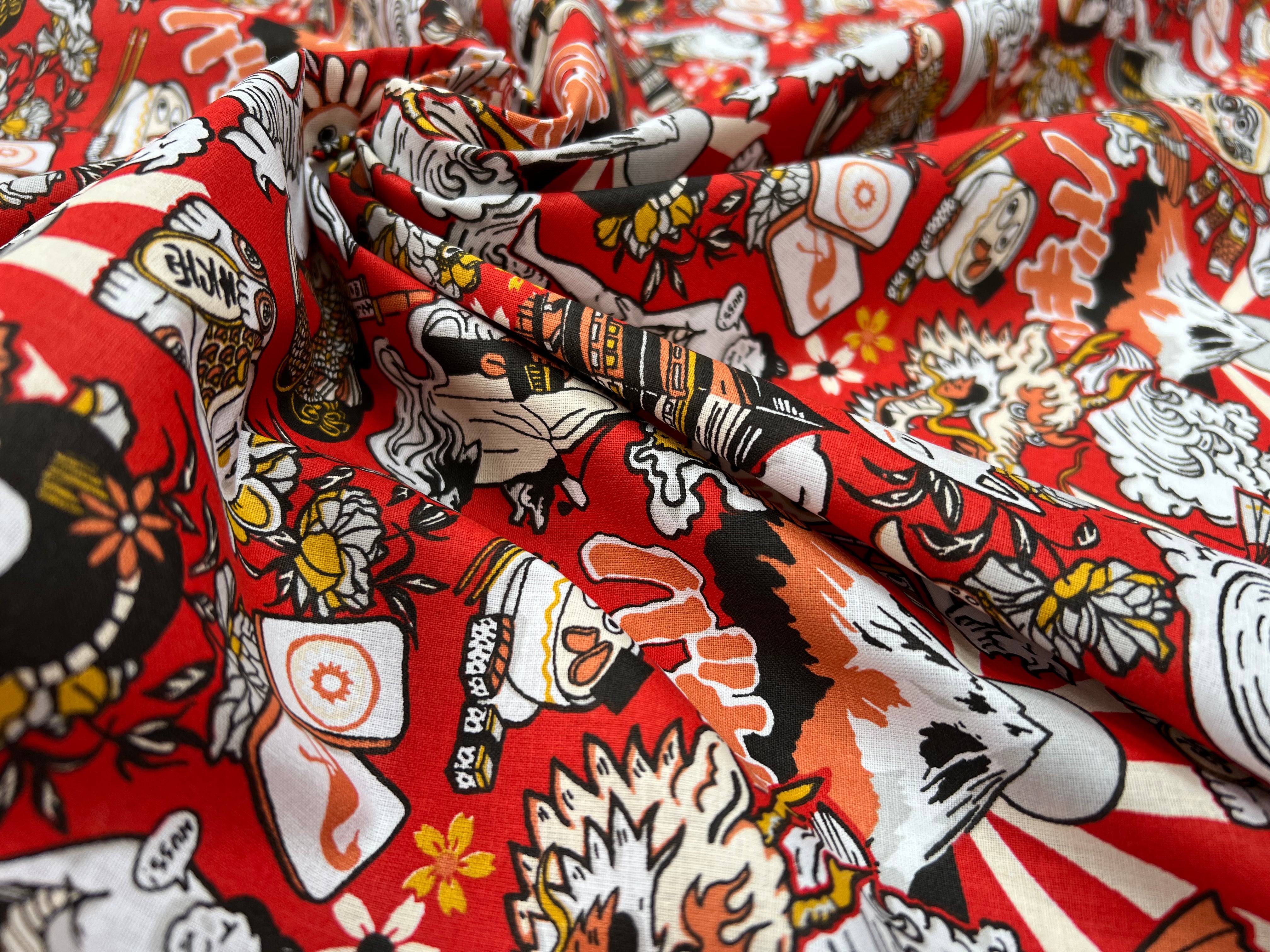PERCALE DE COTON DARUMA ROUGE - My Little Coupon