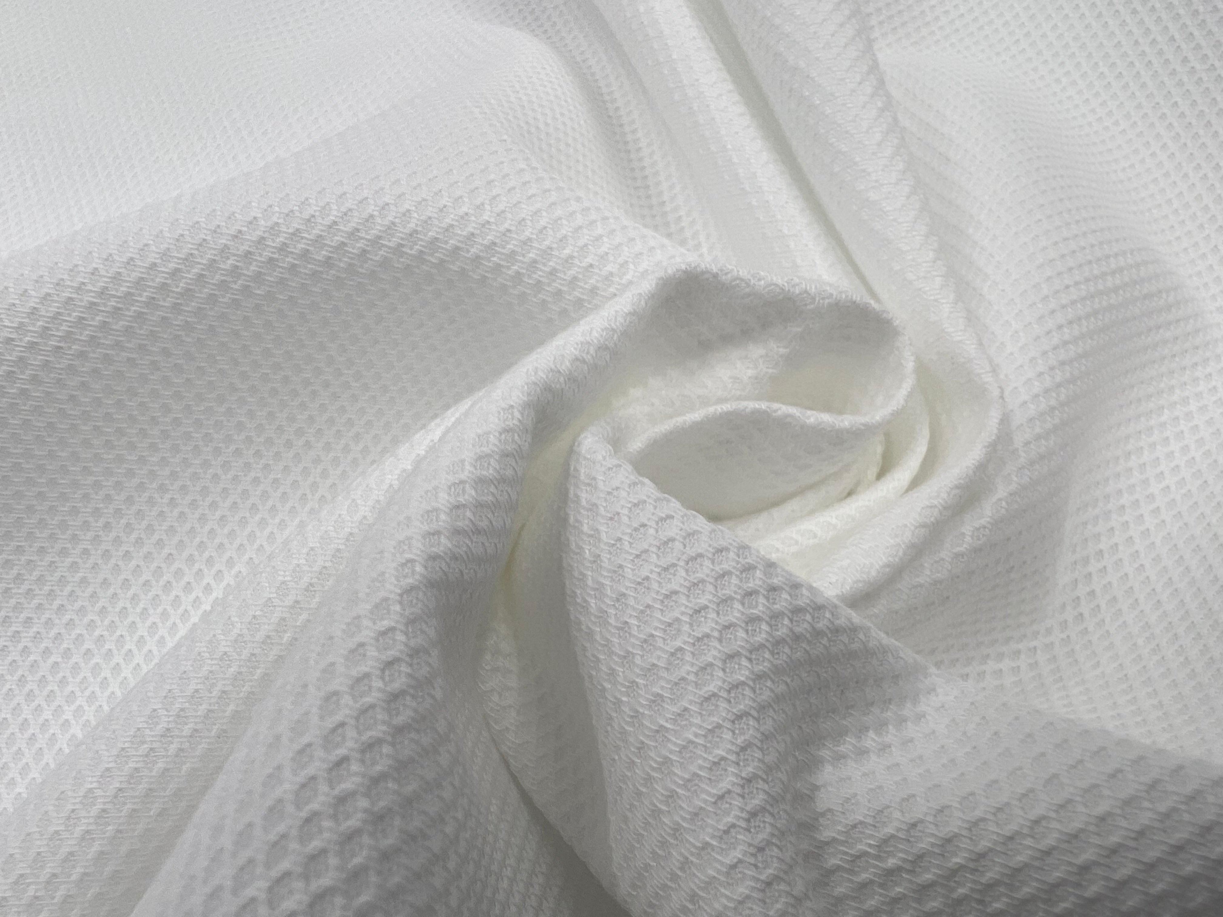 (Chute) PIQUÉ DE COTON BLANC NEIGE MICRO LOSANGES - My Little Coupon