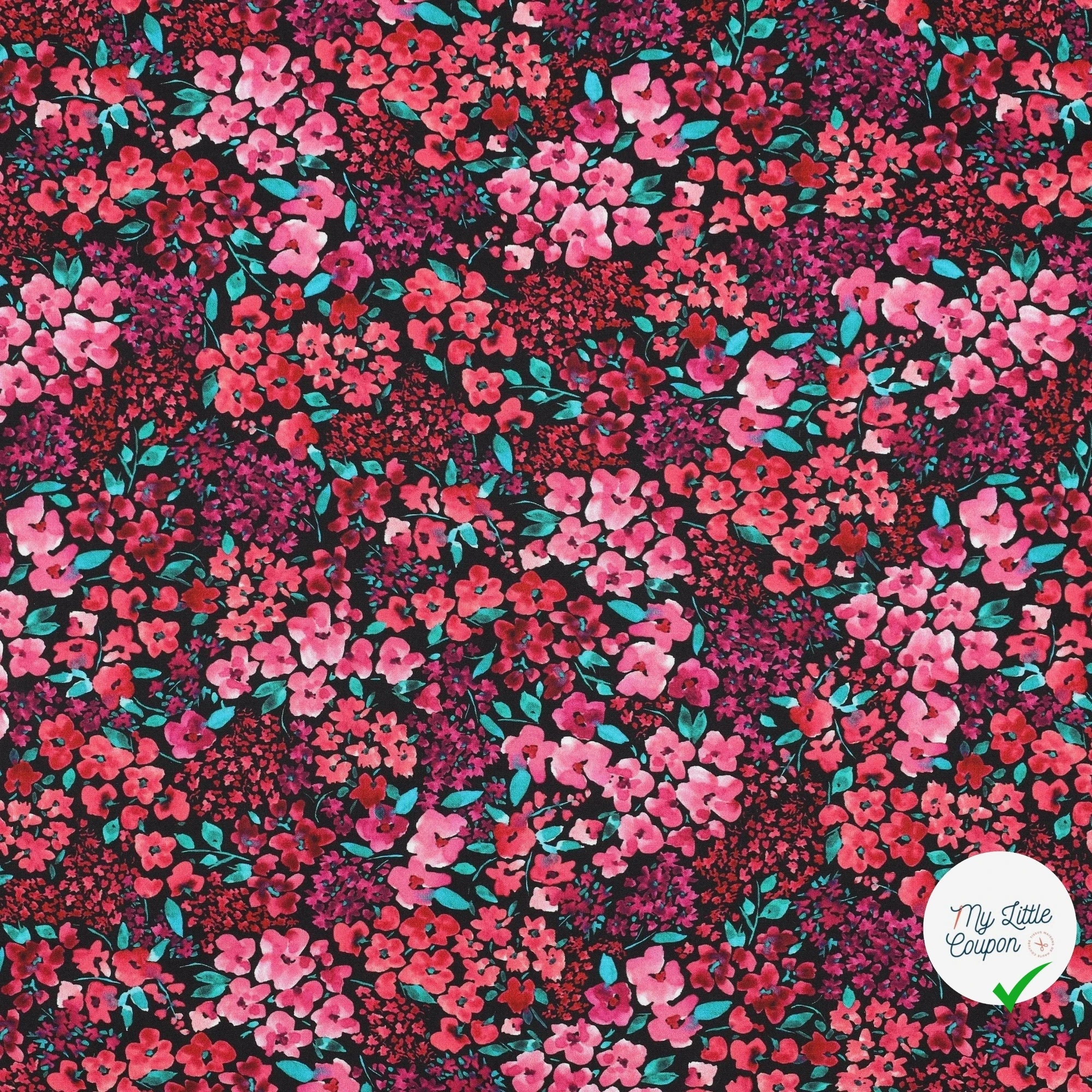 FINE POPLIN DIGITAL FLOWERS – BLACK - My Little Coupon