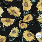 FINE POPLIN DIGITAL SUNFLOWERS – BLACK - My Little Coupon