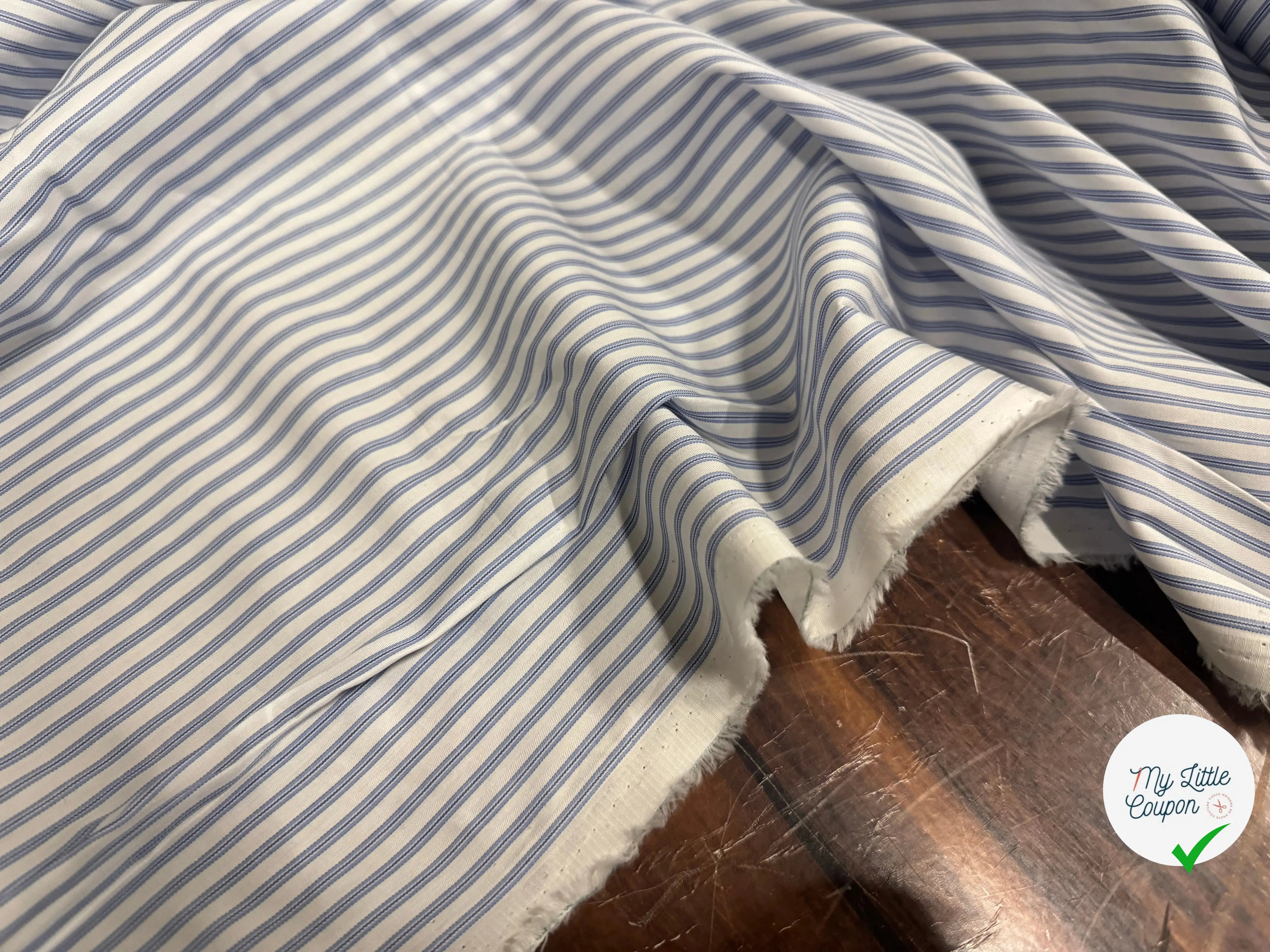 POPELINE COTON ELEGANCE WHITE & BLUE - My Little Coupon