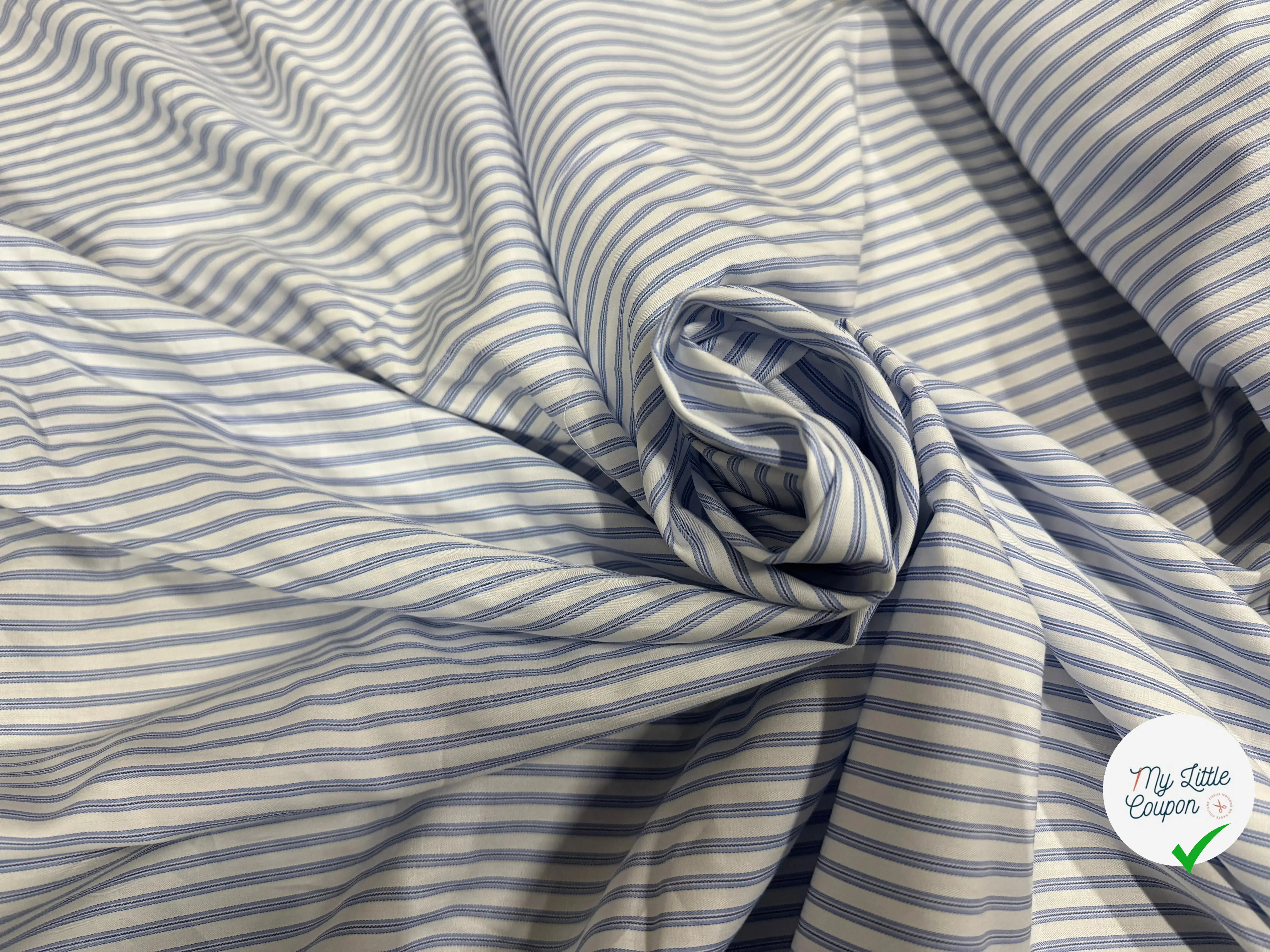 POPELINE COTON ELEGANCE WHITE & BLUE - My Little Coupon