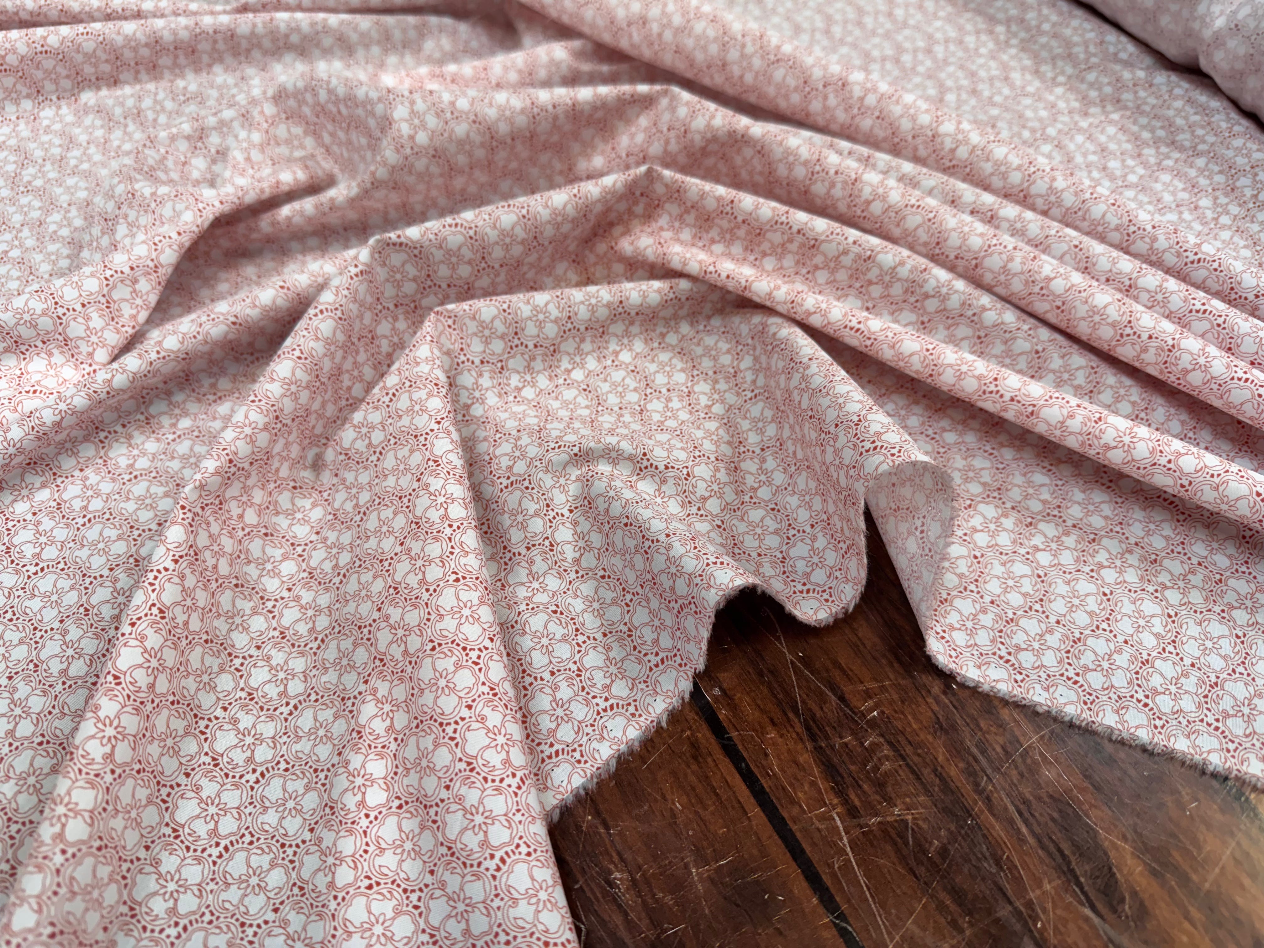 (Chute) POPELINE COTON FLEURS TERRACOTA - My Little Coupon