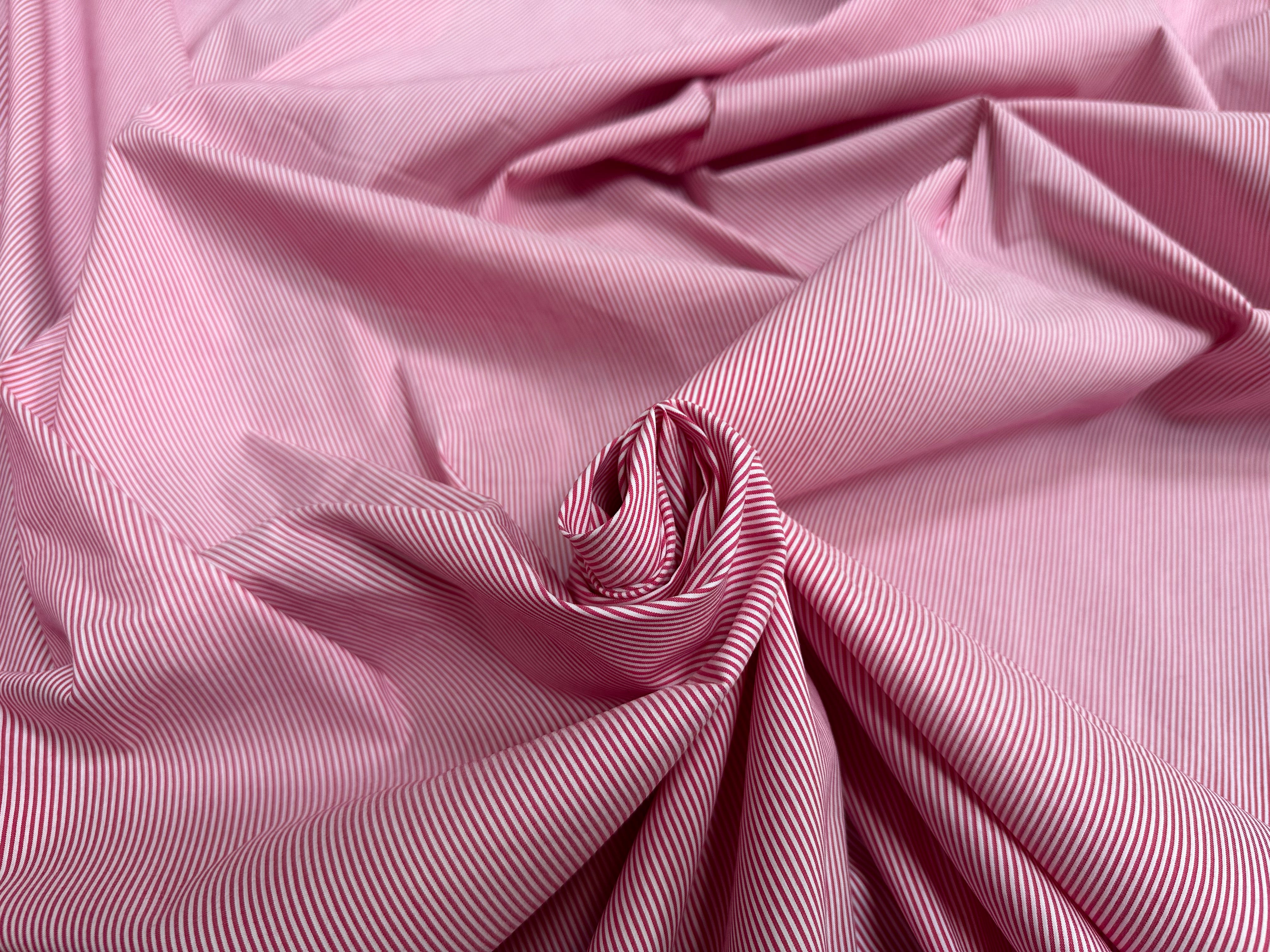 (Chute) POPELINE COTON ORGANIQUE PA RAYURES ROSE BLANC - My Little Coupon