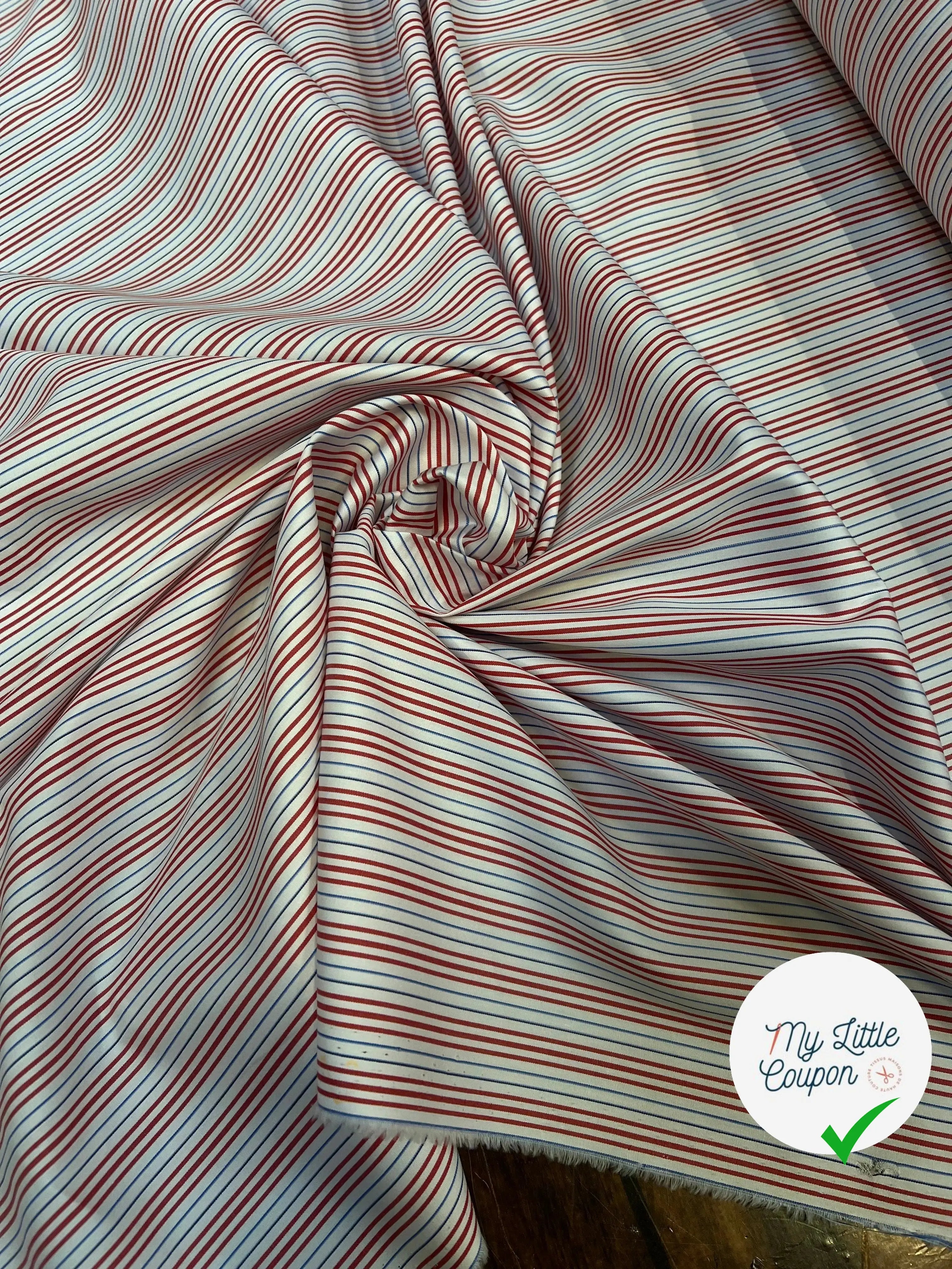 POPELINE DE COTON RAYURES BLEU BLANC ROUGE - My Little Coupon