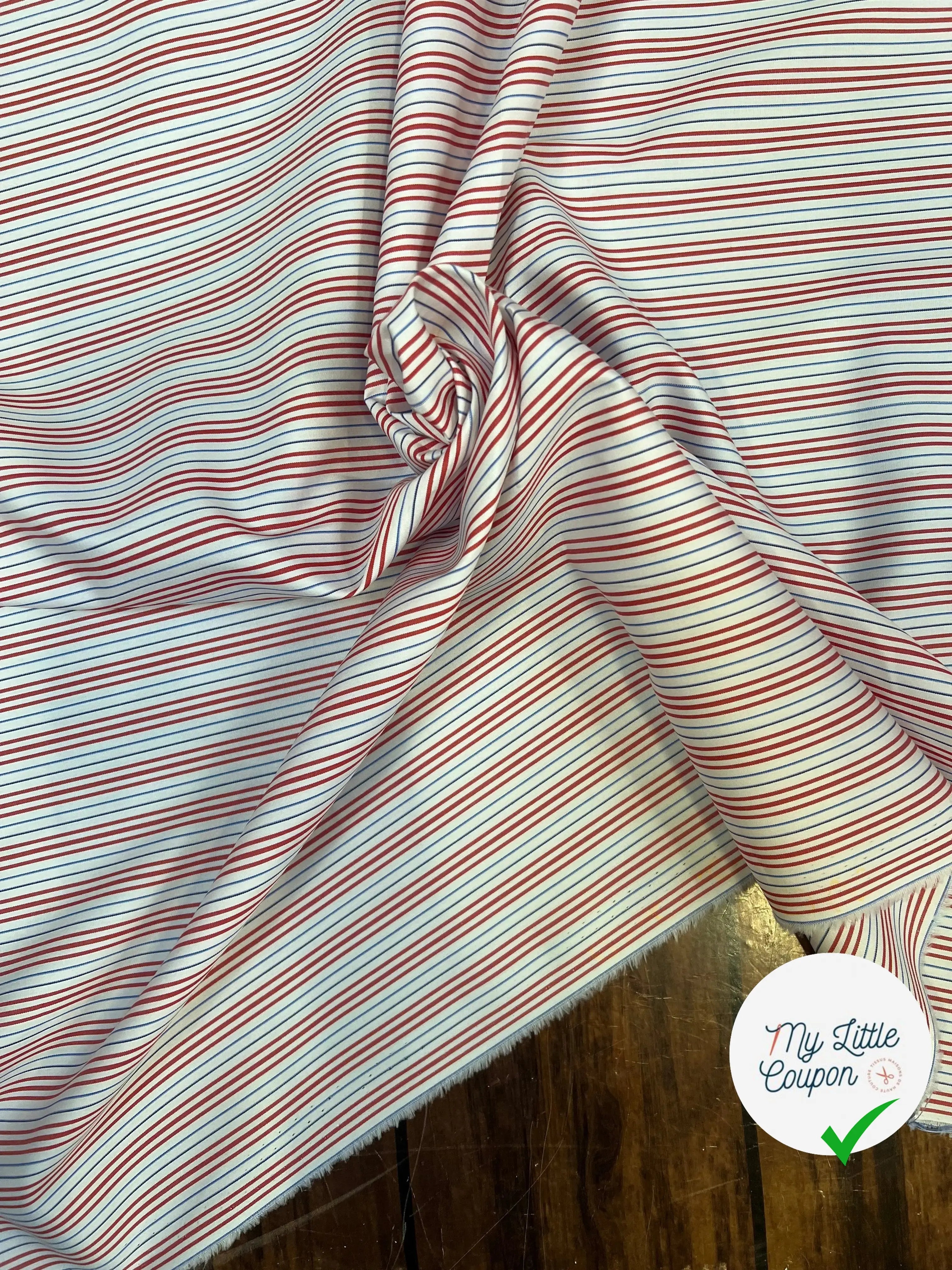 POPELINE DE COTON RAYURES BLEU BLANC ROUGE - My Little Coupon