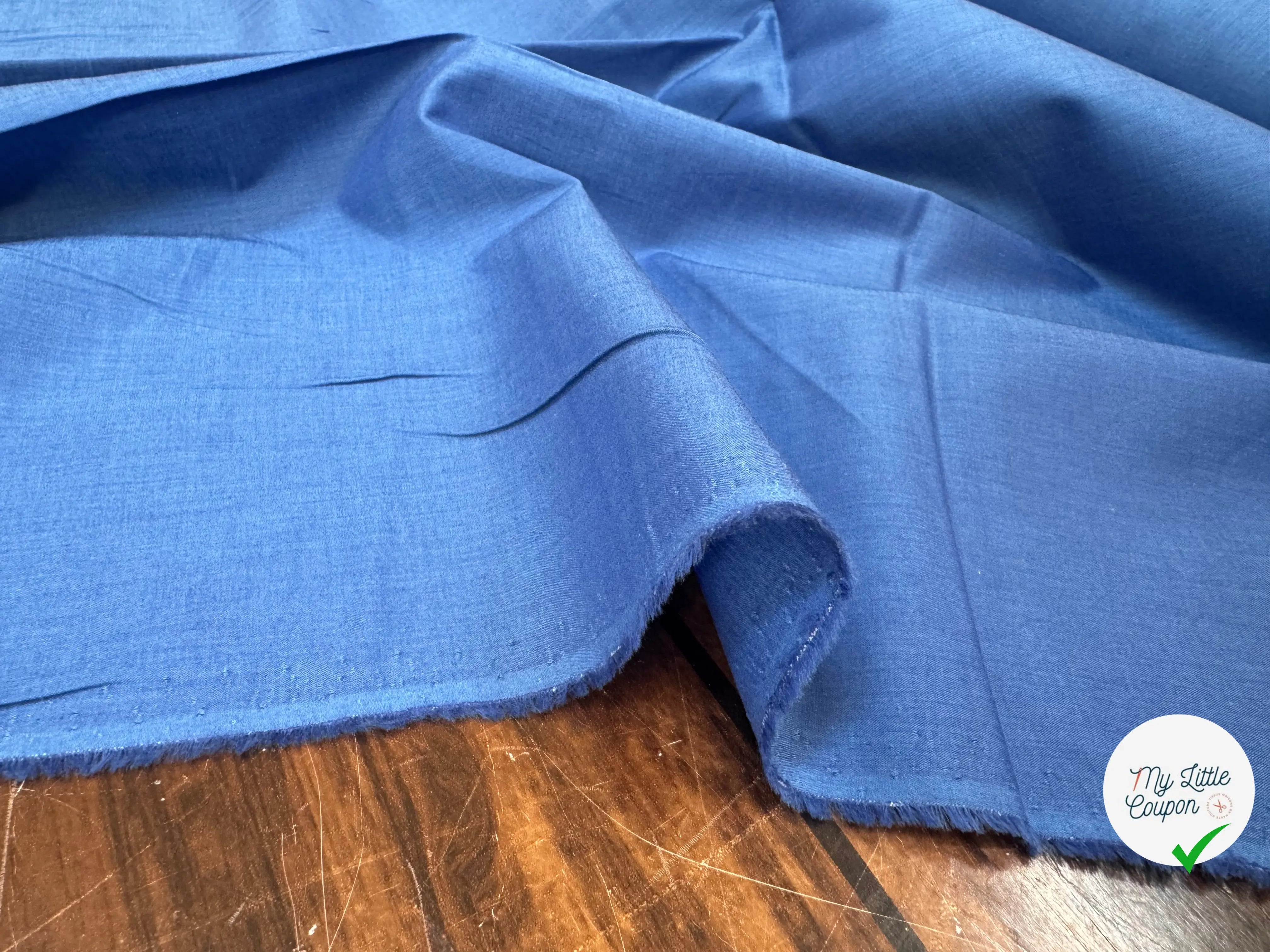 (Chute) POPELINE DE COTON 100% COTON UNIE BLEU DENIM - My Little Coupon