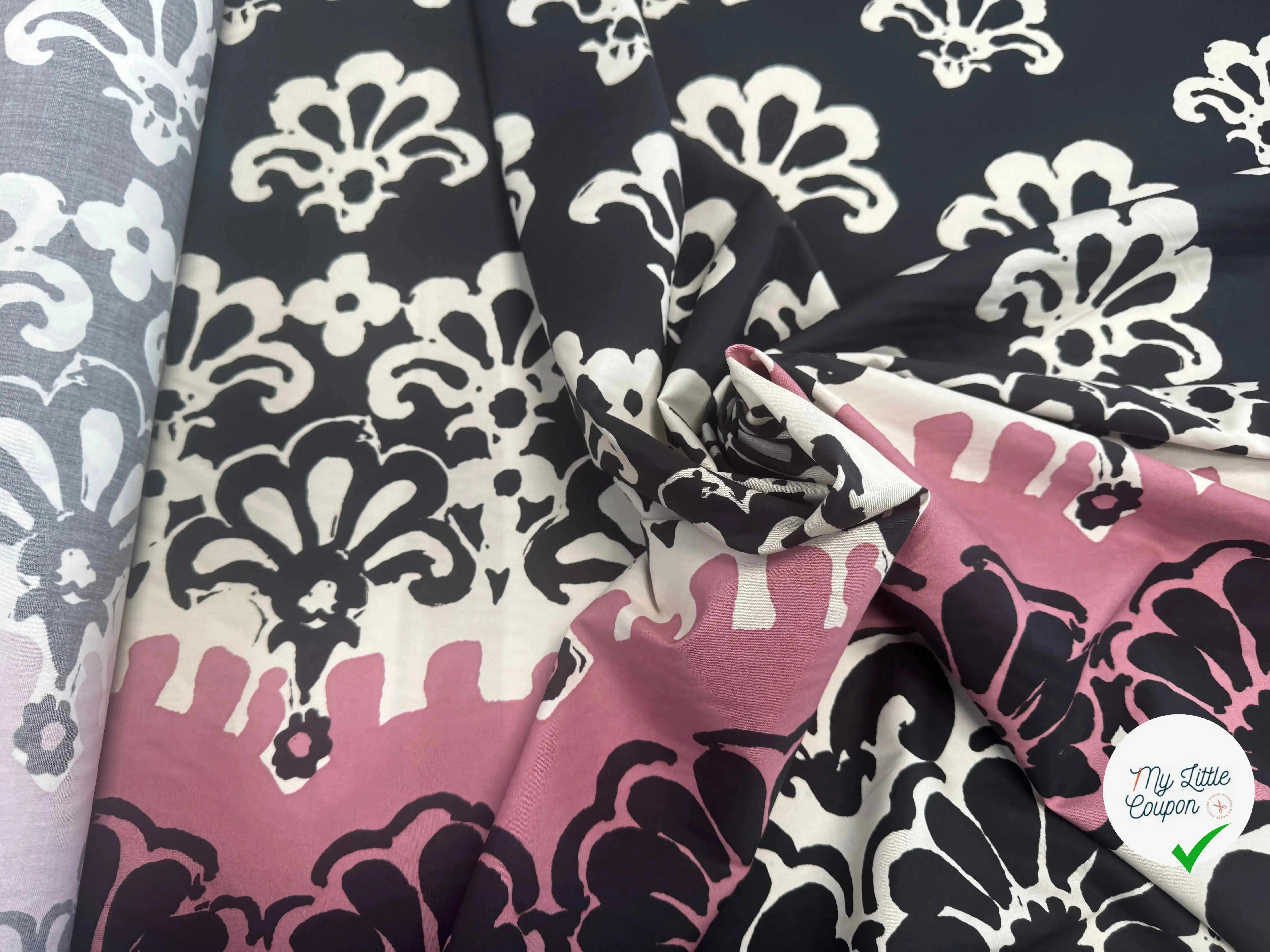 POPELINE DE COTON AVEC BASE FLEURS ABSTRAITE - My Little Coupon
