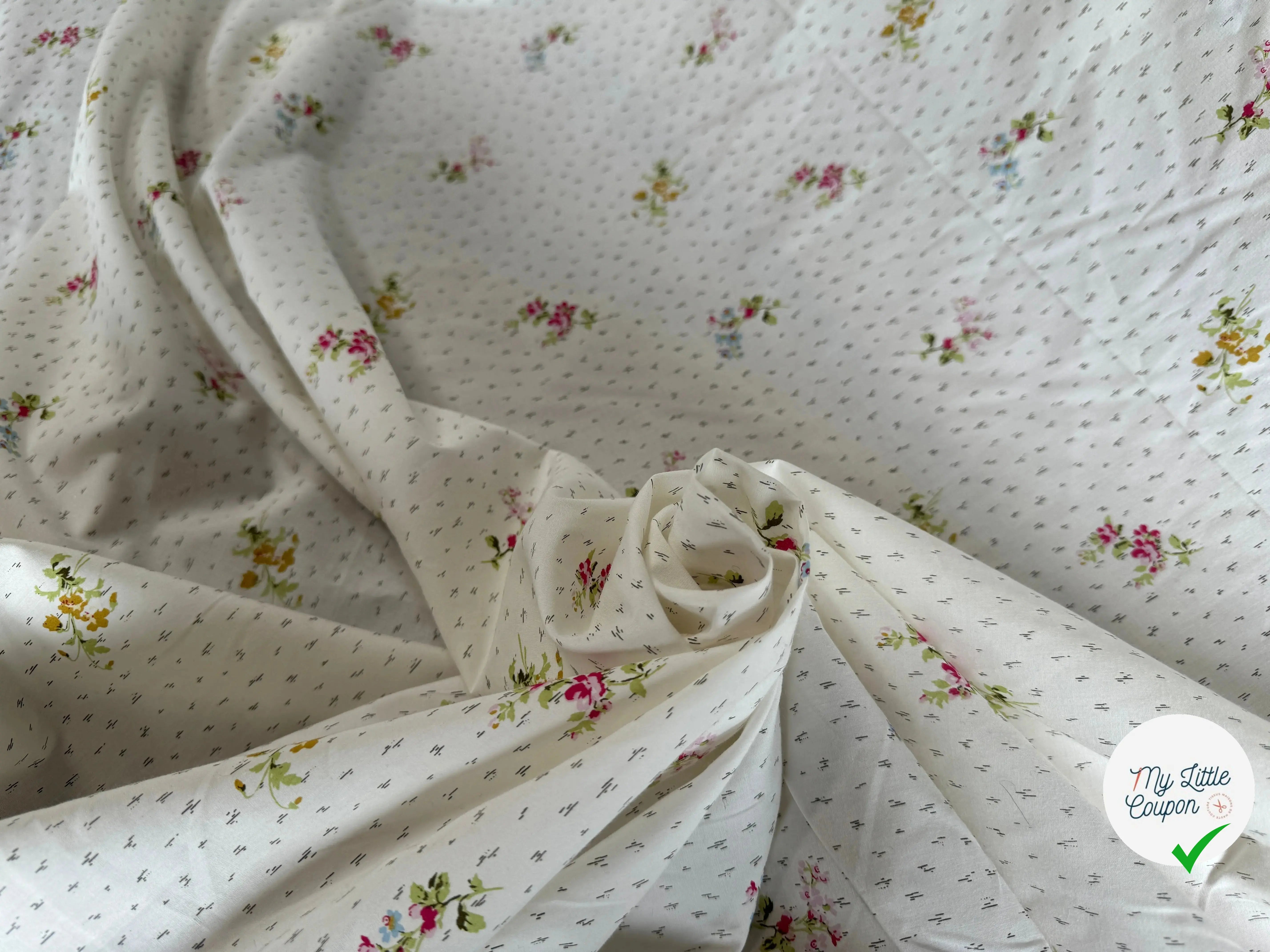 POPELINE DE COTON BOUQUET DE FLEURS - My Little Coupon
