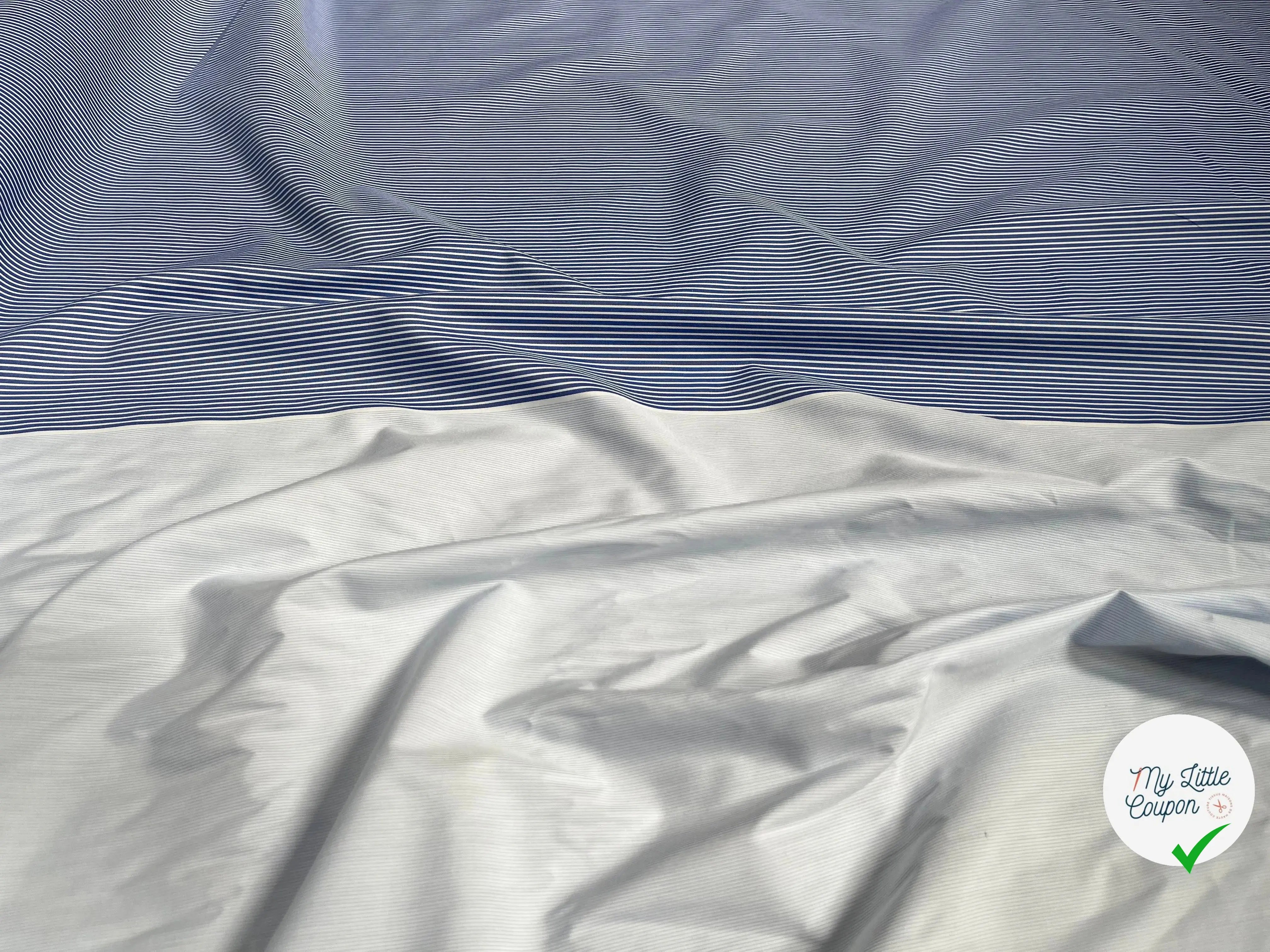 POPELINE DE COTON RAYURES BI LAIZE DE BLEU - My Little Coupon