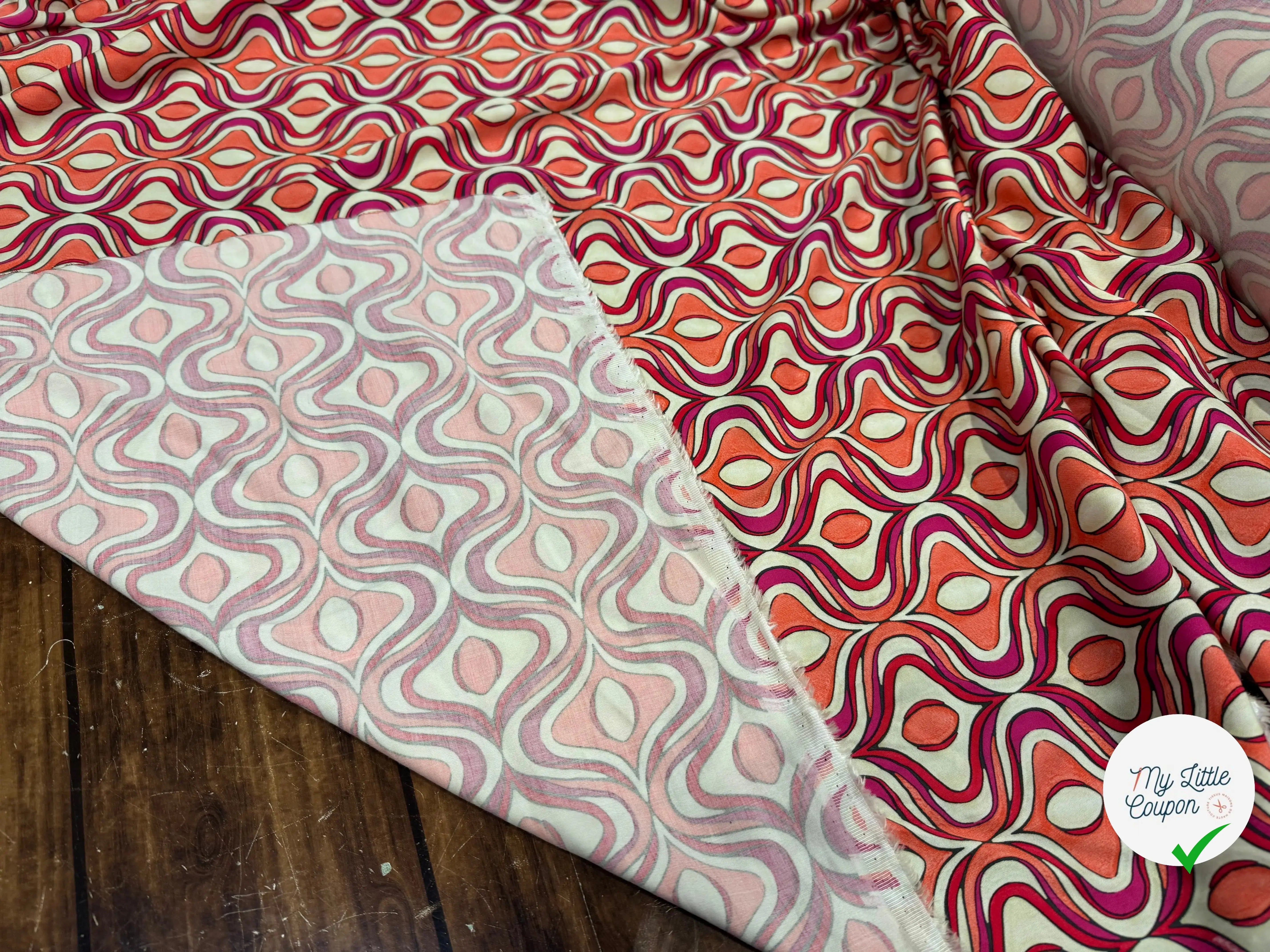 POPELINE DE VISCOSE IMPRIMÉE LEGEREMENT SATINEE - My Little Coupon