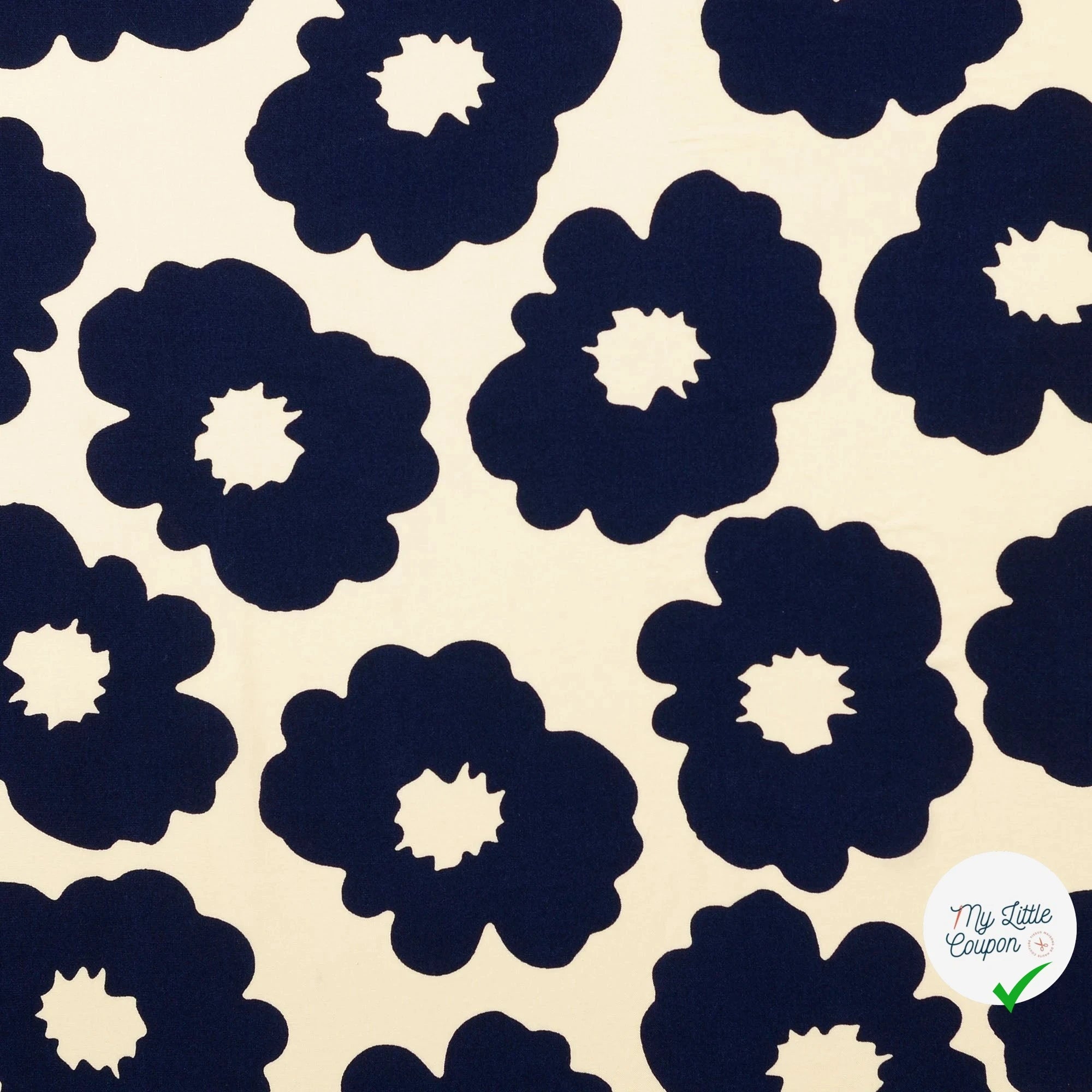 POPELINE DE VISCOSE UNICOLORE BLEU MARINE - My Little Coupon