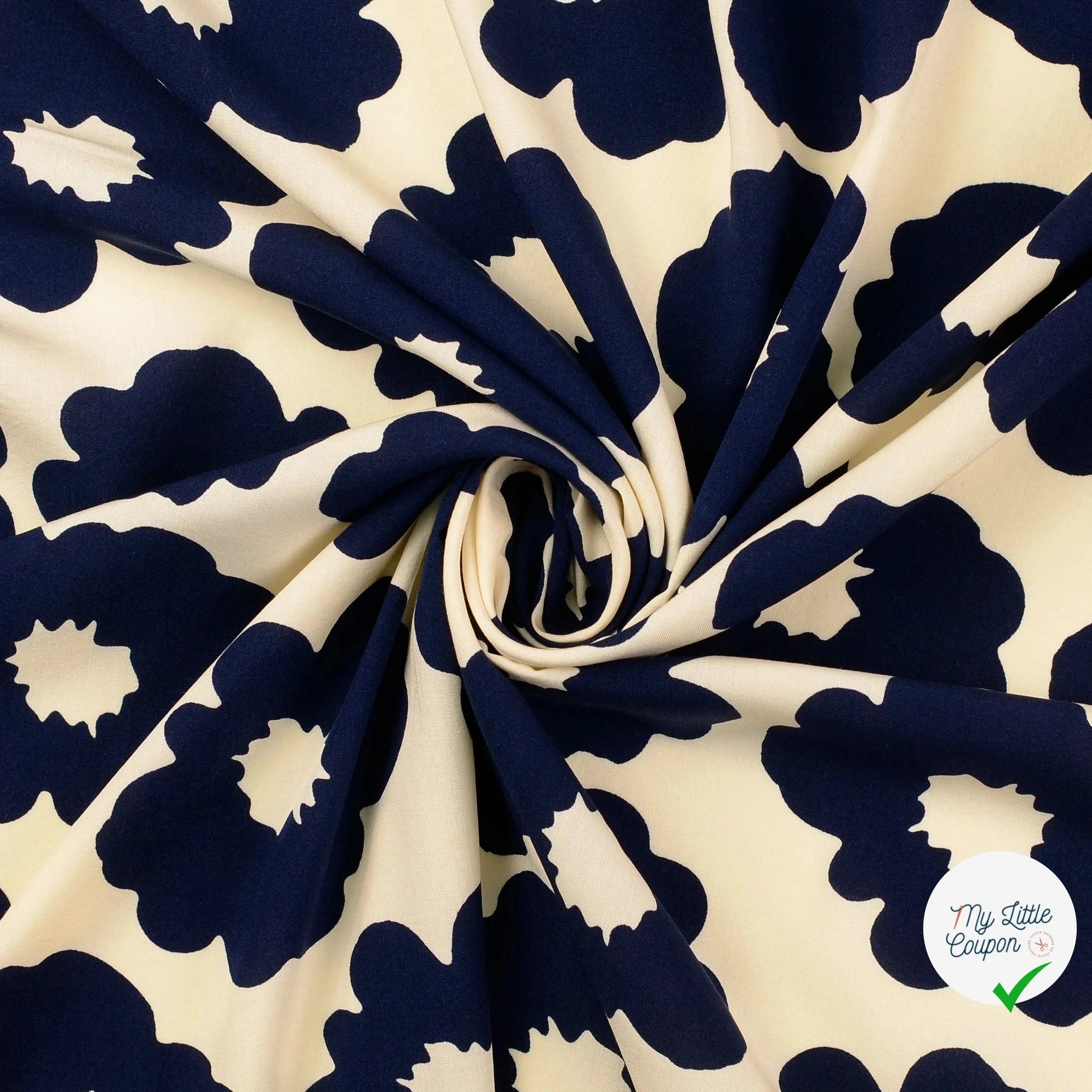 POPELINE DE VISCOSE UNICOLORE BLEU MARINE - My Little Coupon