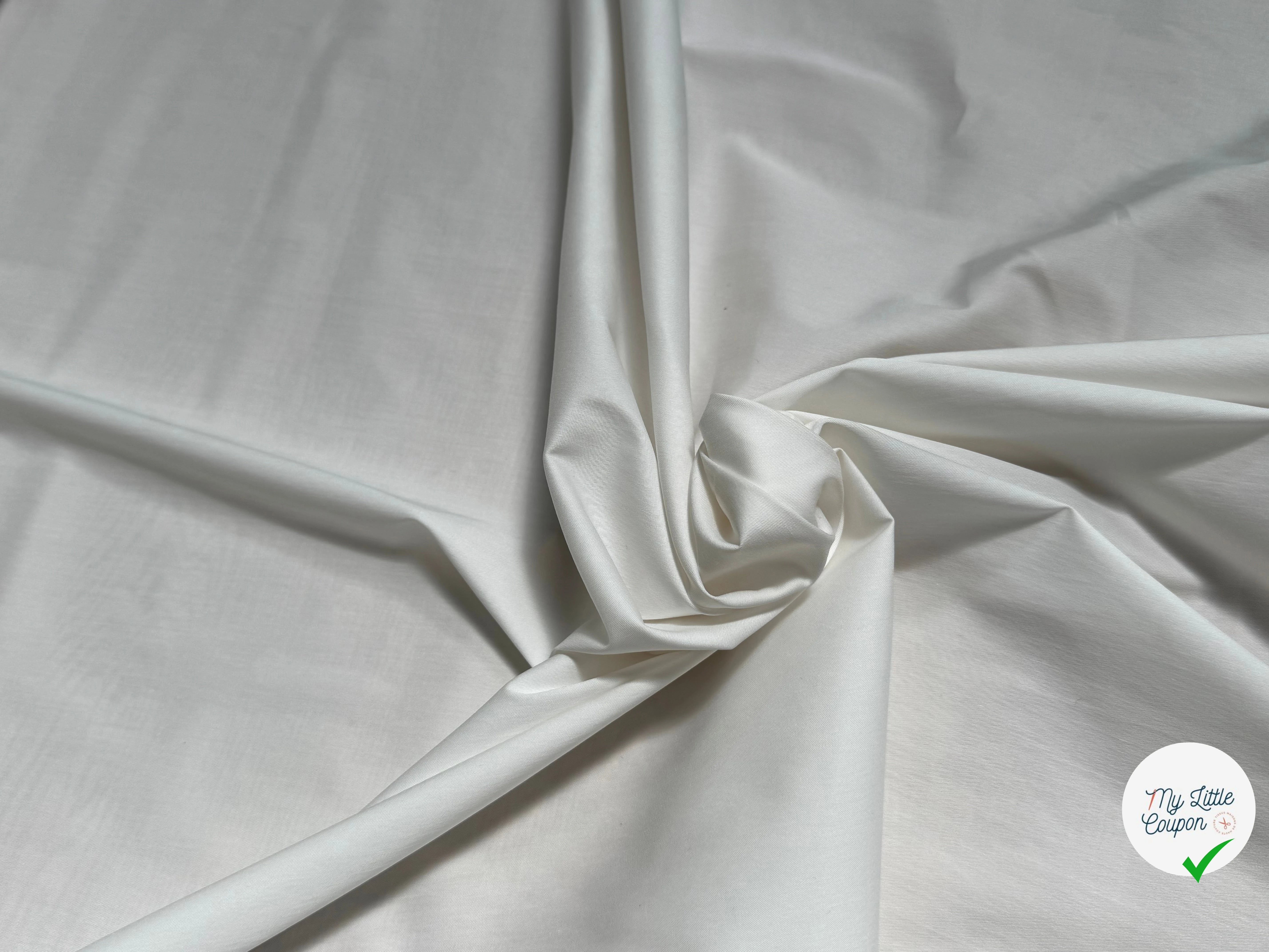 (Chute) POPELINE POLYCOTON FINEMENT SERGÉE EFFET CRAQUANT BLANC CASSÉ - My Little Coupon
