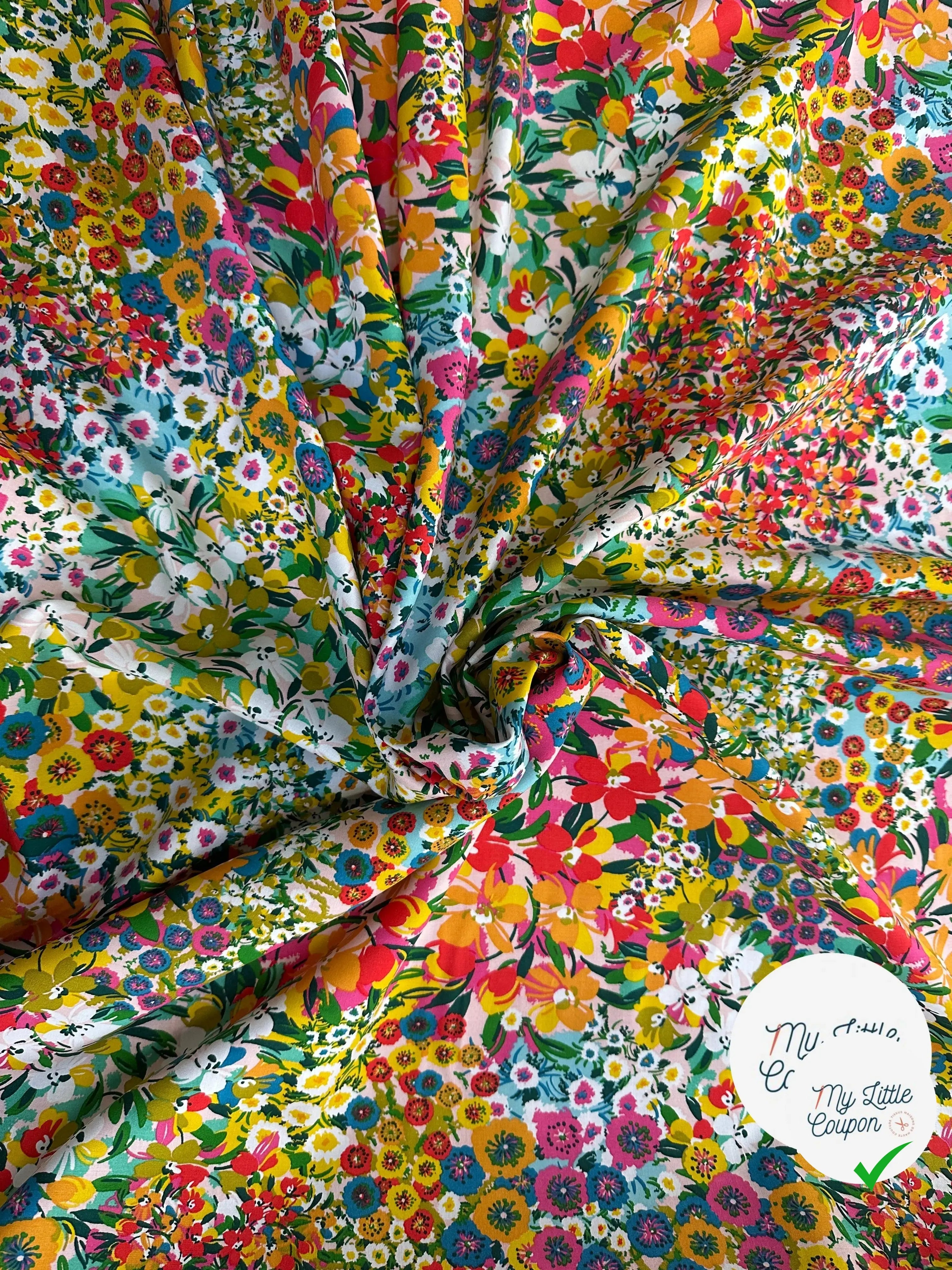 POPELINE VISCOSE CAMOMILLE BLANC OEKO-TEX - My Little Coupon