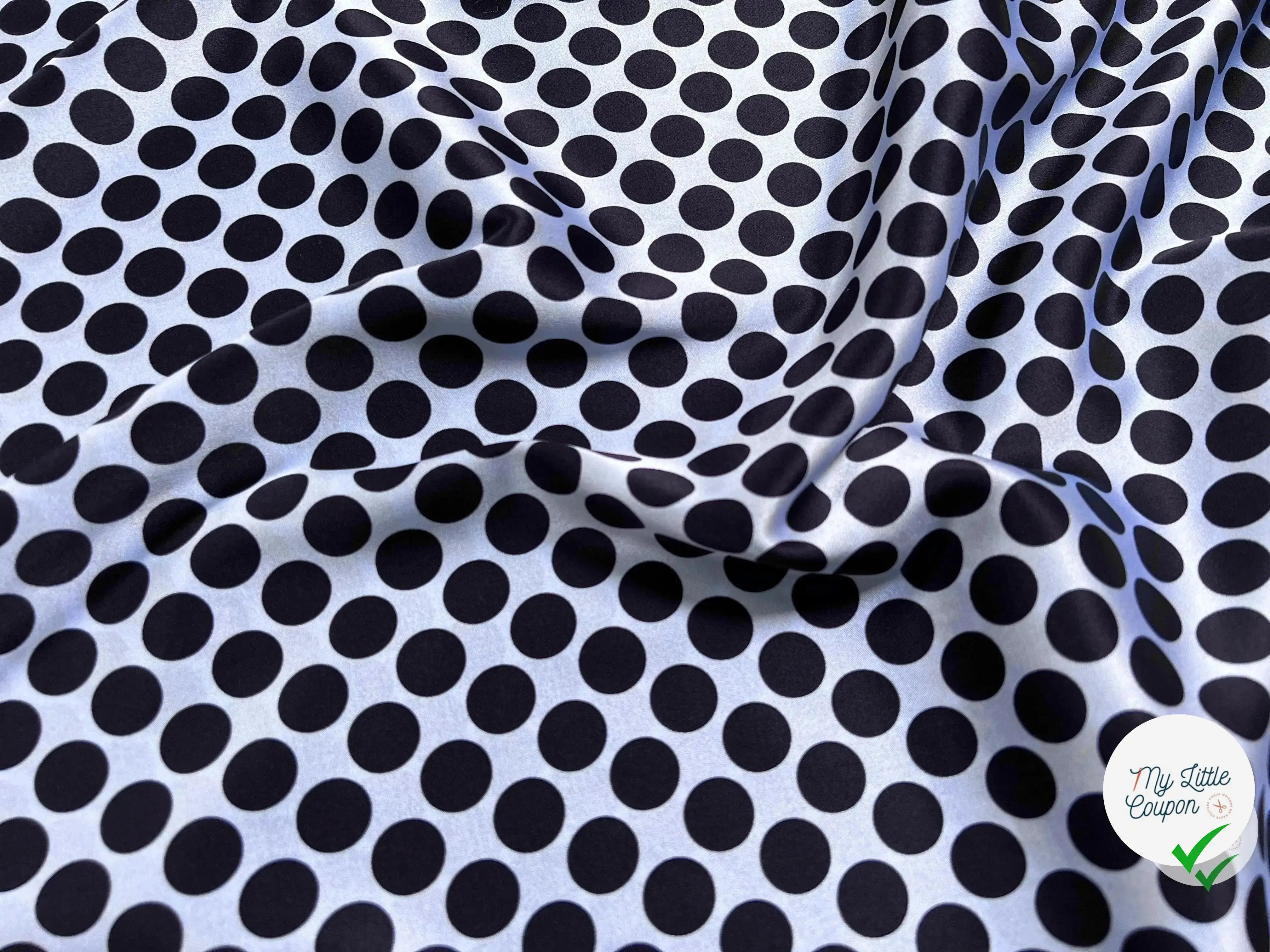 SATIN DE SOIE POIS FOND BLEU - My Little Coupon - tissu - coudre