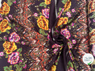 SATIN DE SOIE SETA ITALIANA SU FONDO MARRONE E FIORI - My Little Coupon