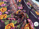 SATIN DE SOIE SETA ITALIANA SU FONDO MARRONE E FIORI - My Little Coupon