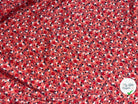SATIN DE VISCOSE FOND ROSE FLEURS BLANC ROUGE ET BLEU - My Little Coupon