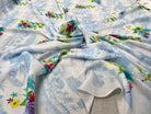 SATIN FLEURS AND CITY IMPRIMÉ TENDANCE BLEU - My Little Coupon