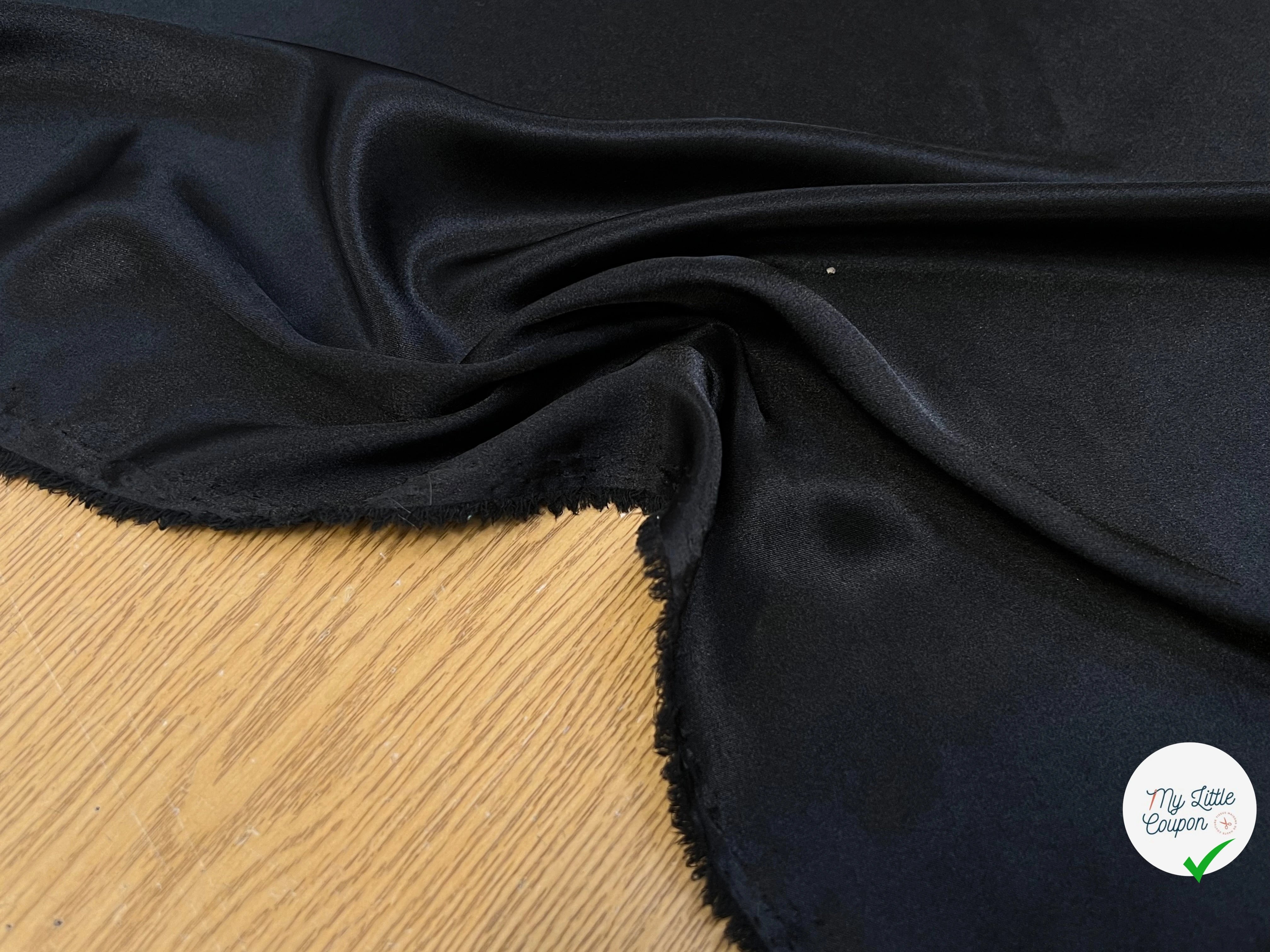 (Chute) SATIN FLUIDE NOIR POLYESTER 150CM - My Little Coupon