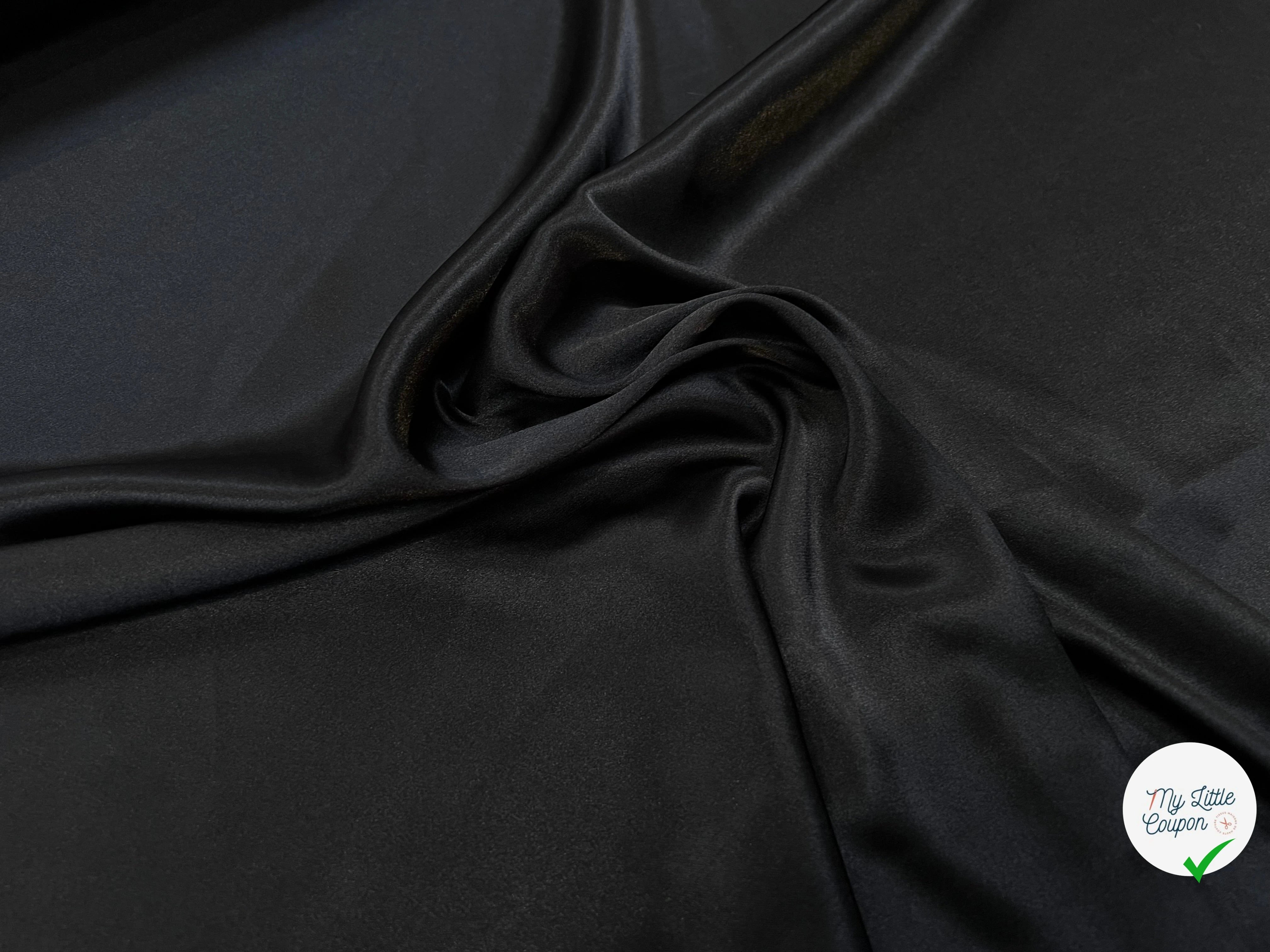 (Chute) SATIN FLUIDE NOIR POLYESTER 150CM - My Little Coupon