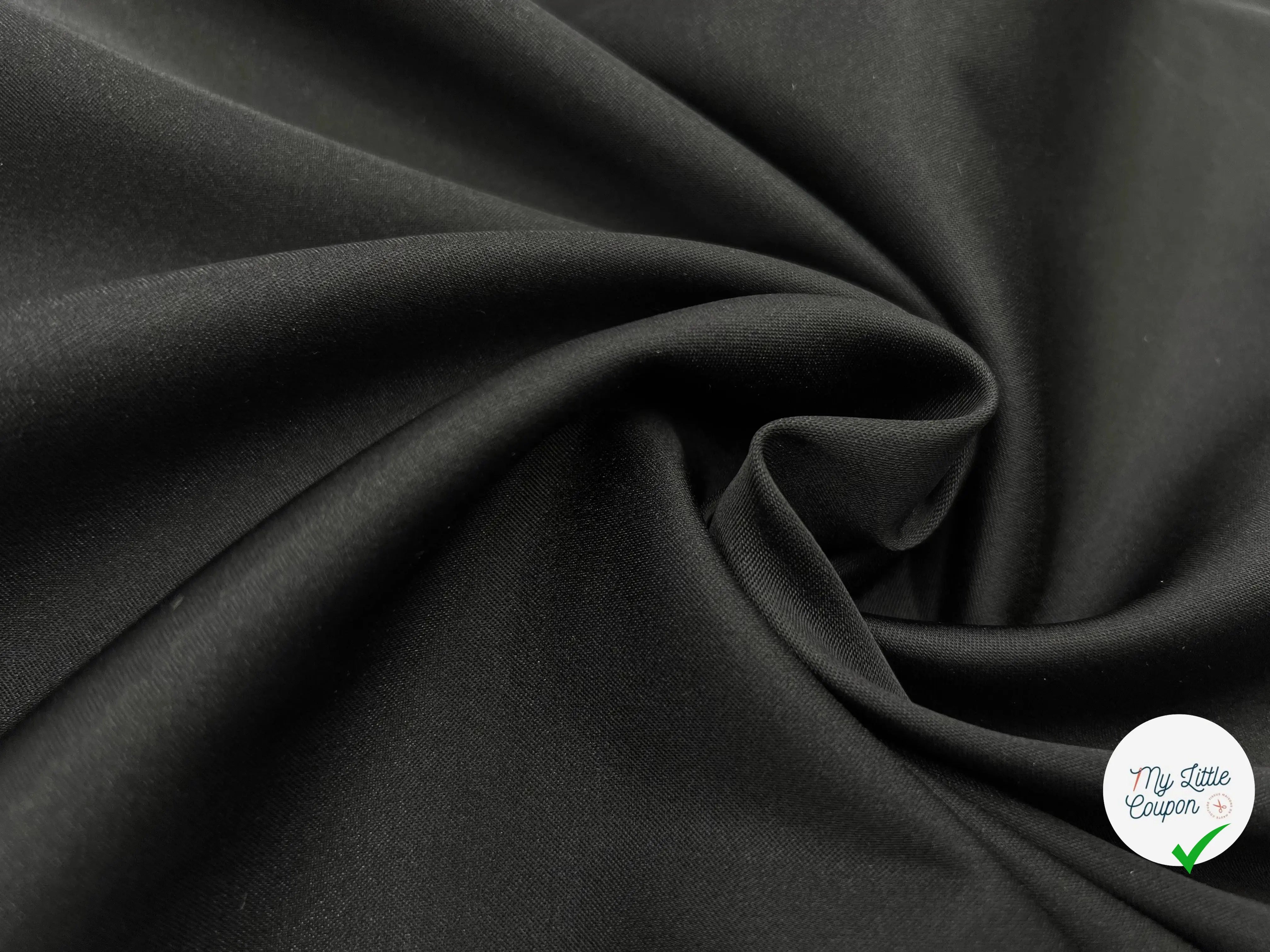 SATIN LOURD STRETCH NOIR QUALITÉ COUTURE - My Little Coupon - tissu - coudre