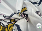 SATIN SERGÉ FOND BLANC MOTIFS GEOMETRIE IRREGULIERES - My Little Coupon