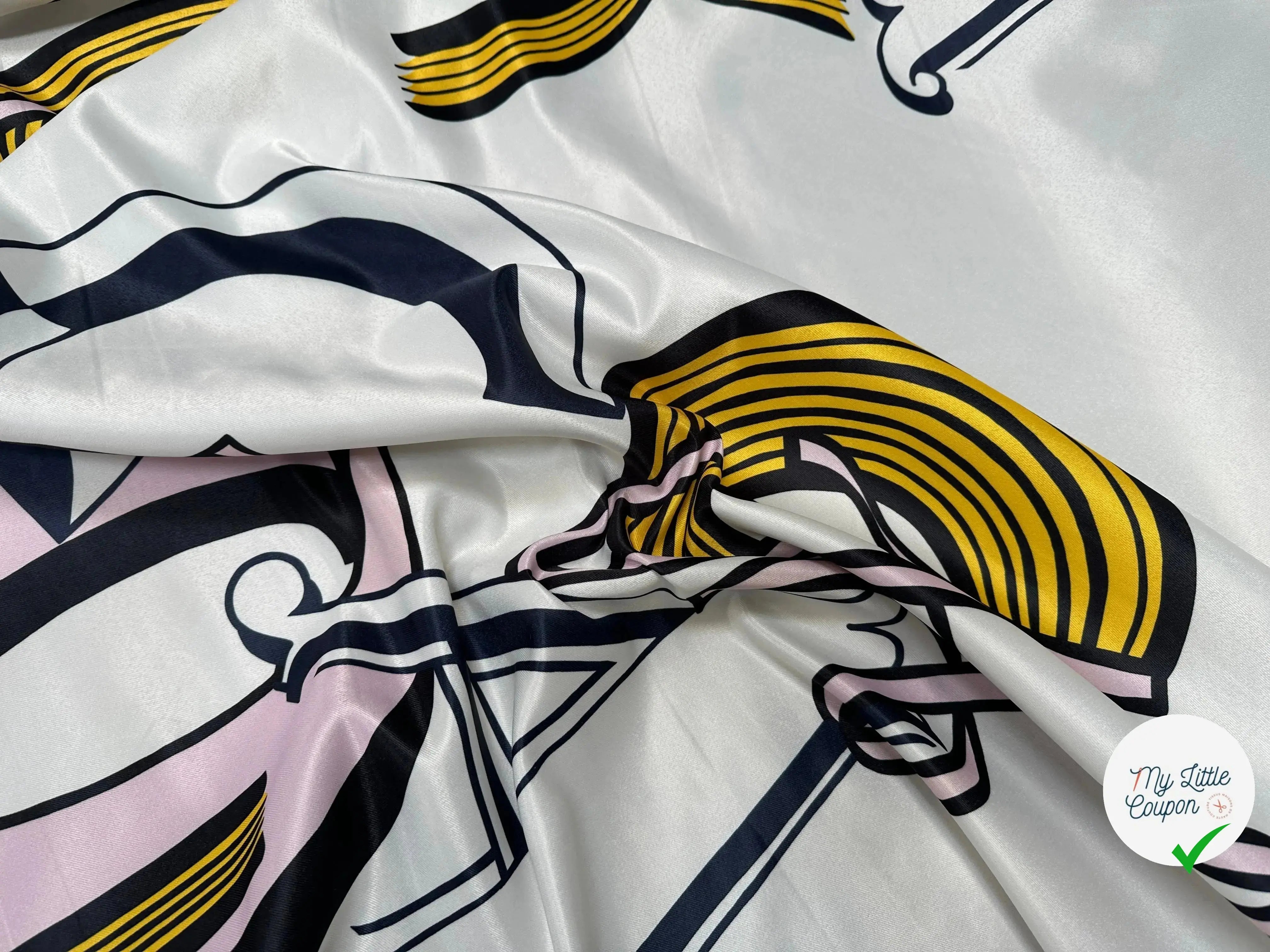 SATIN SERGÉ LOURD MIAMI POP ART BLANC - My Little Coupon