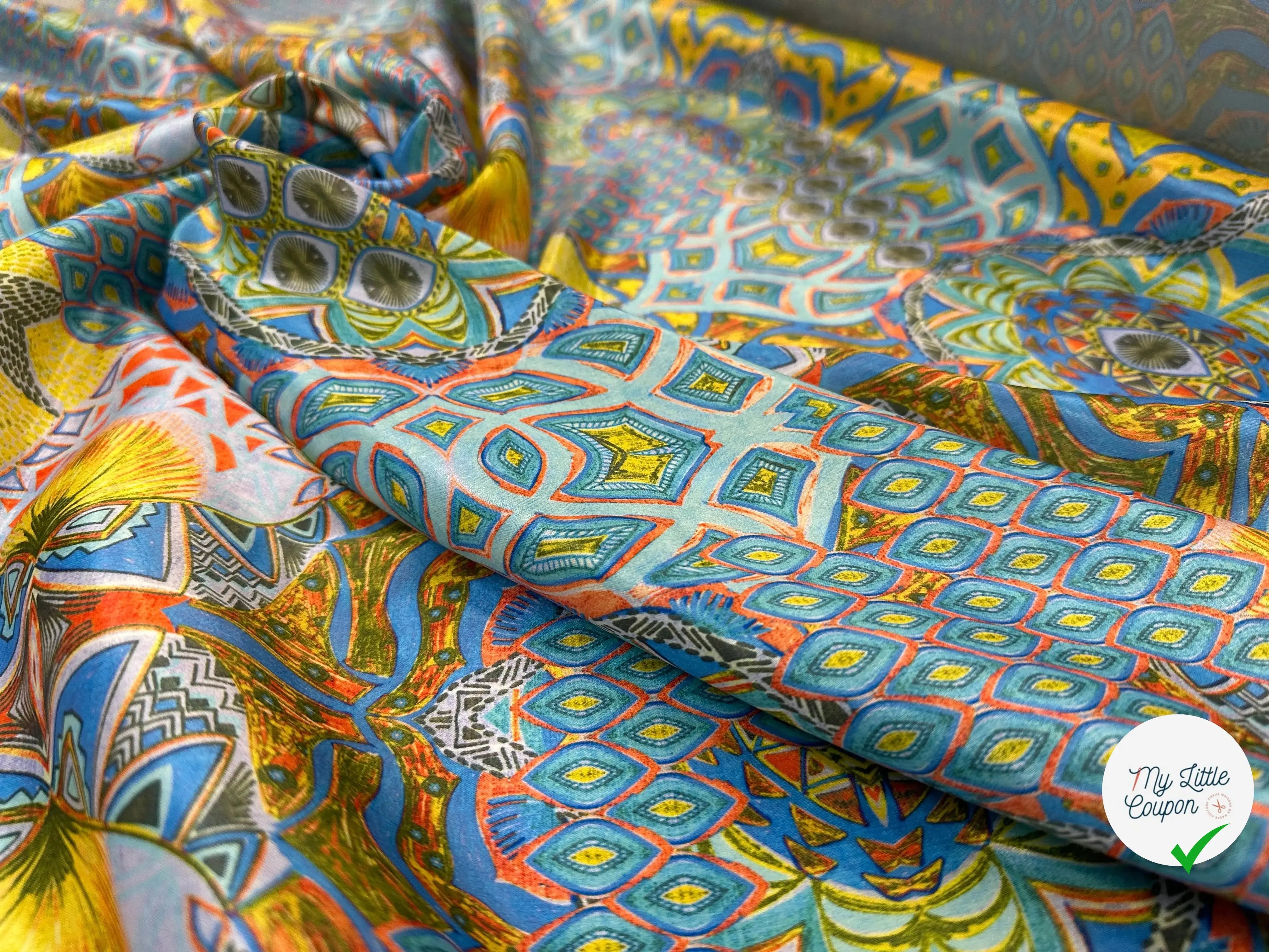 SATIN VELOUTÉ ABSTRACT COLOUR JAUNE - My Little Coupon