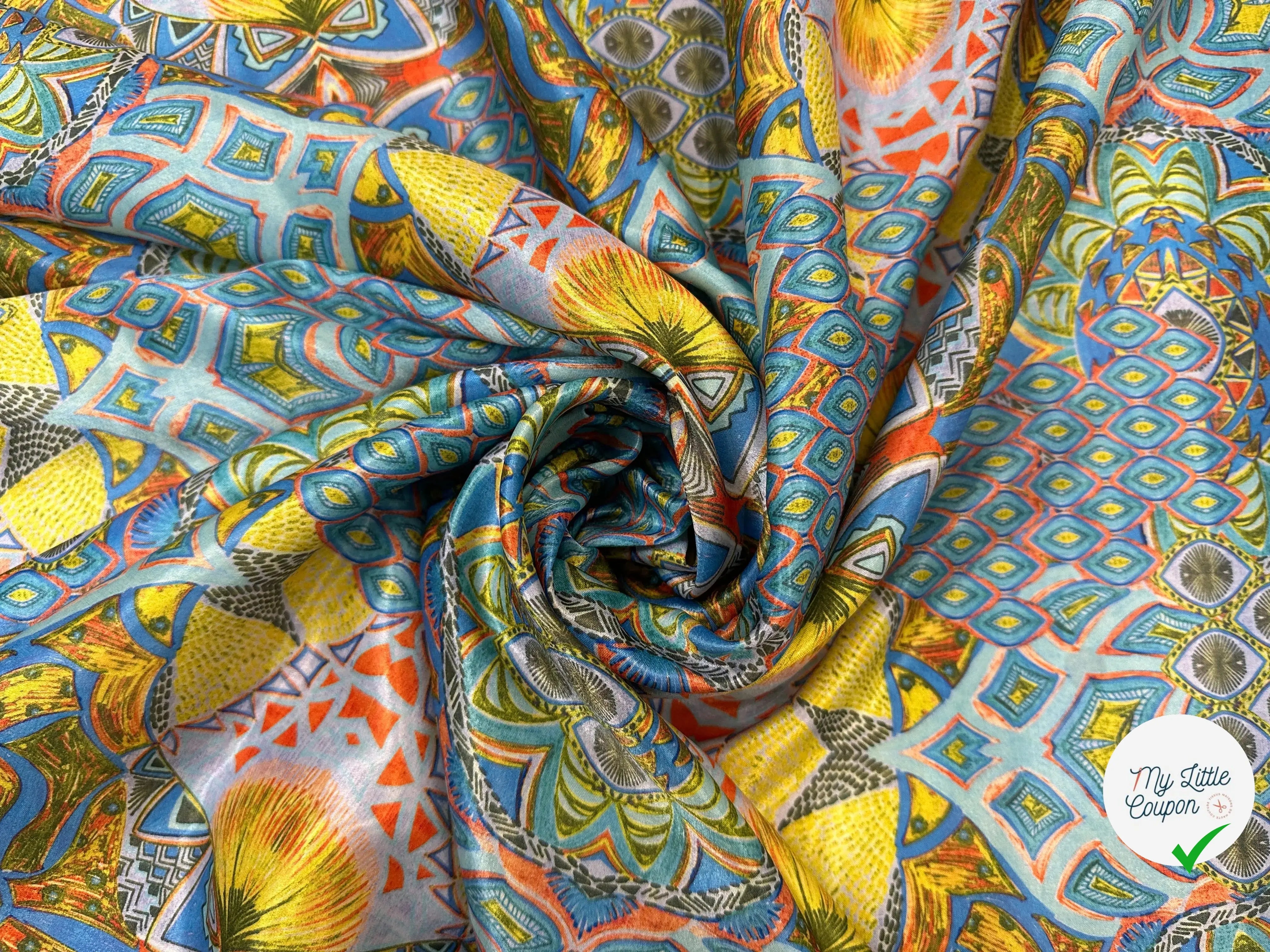 SATIN VELOUTÉ ABSTRACT COLOUR JAUNE - My Little Coupon