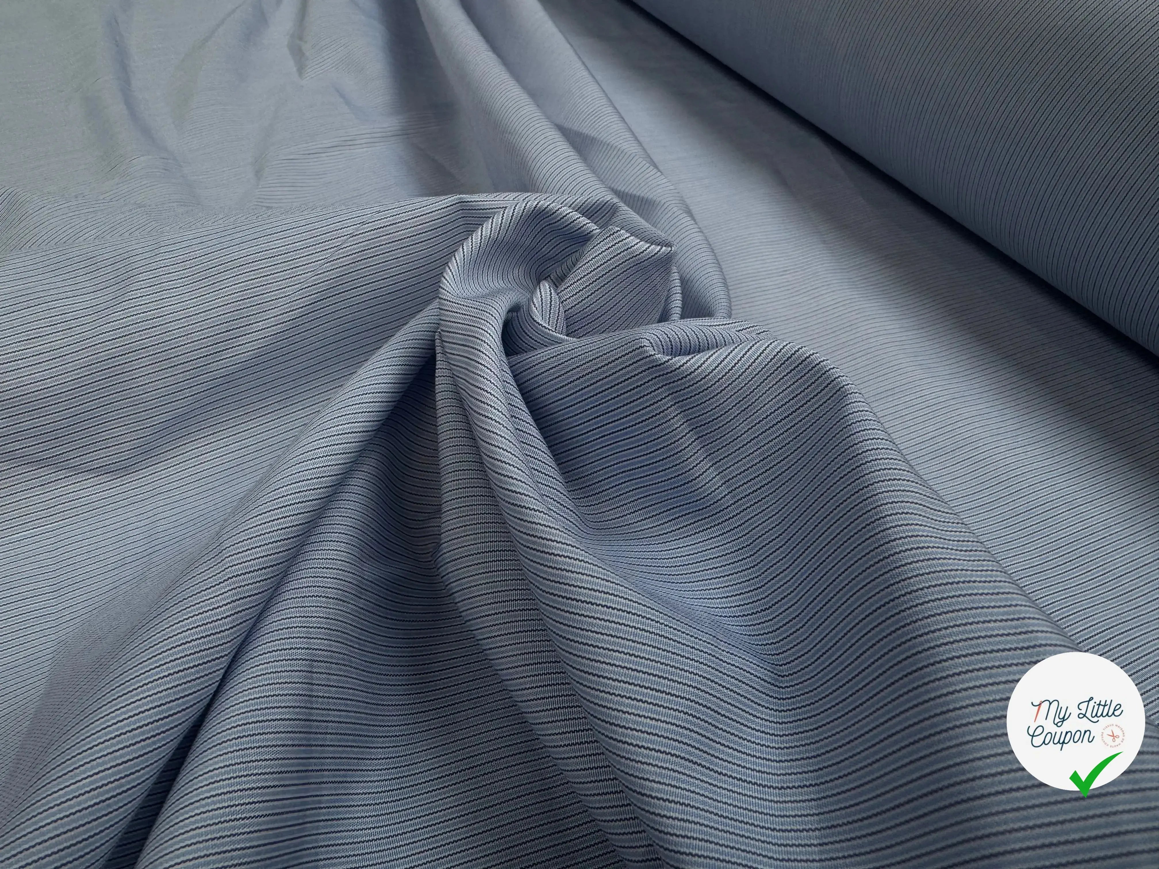 TISSU BLEU POPELINE - TOILE RAYE BLEU - My Little Coupon