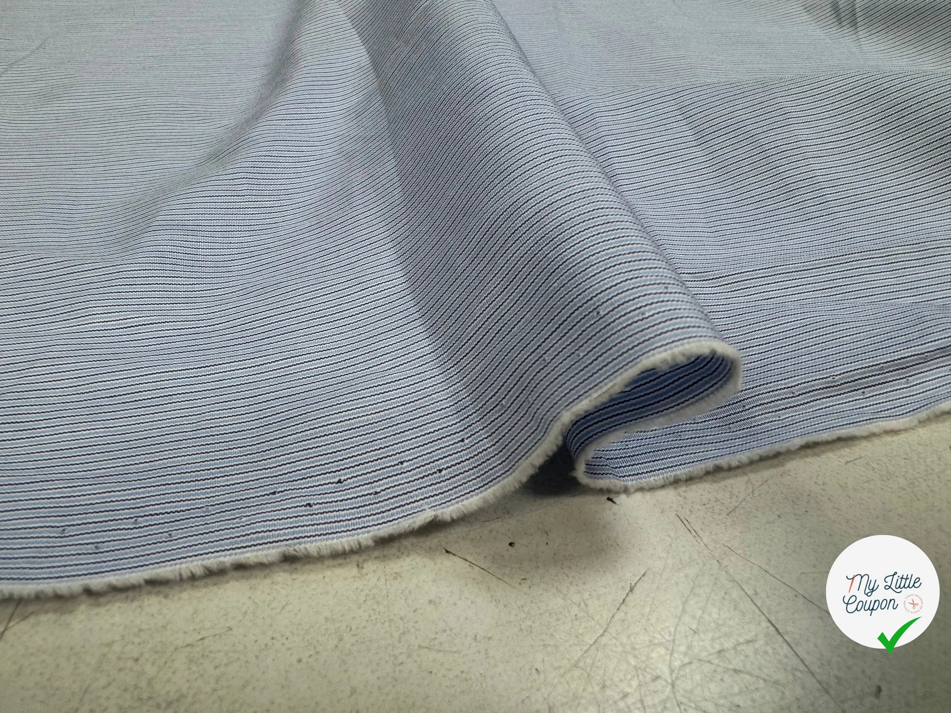 TISSU BLEU POPELINE - TOILE RAYE BLEU - My Little Coupon