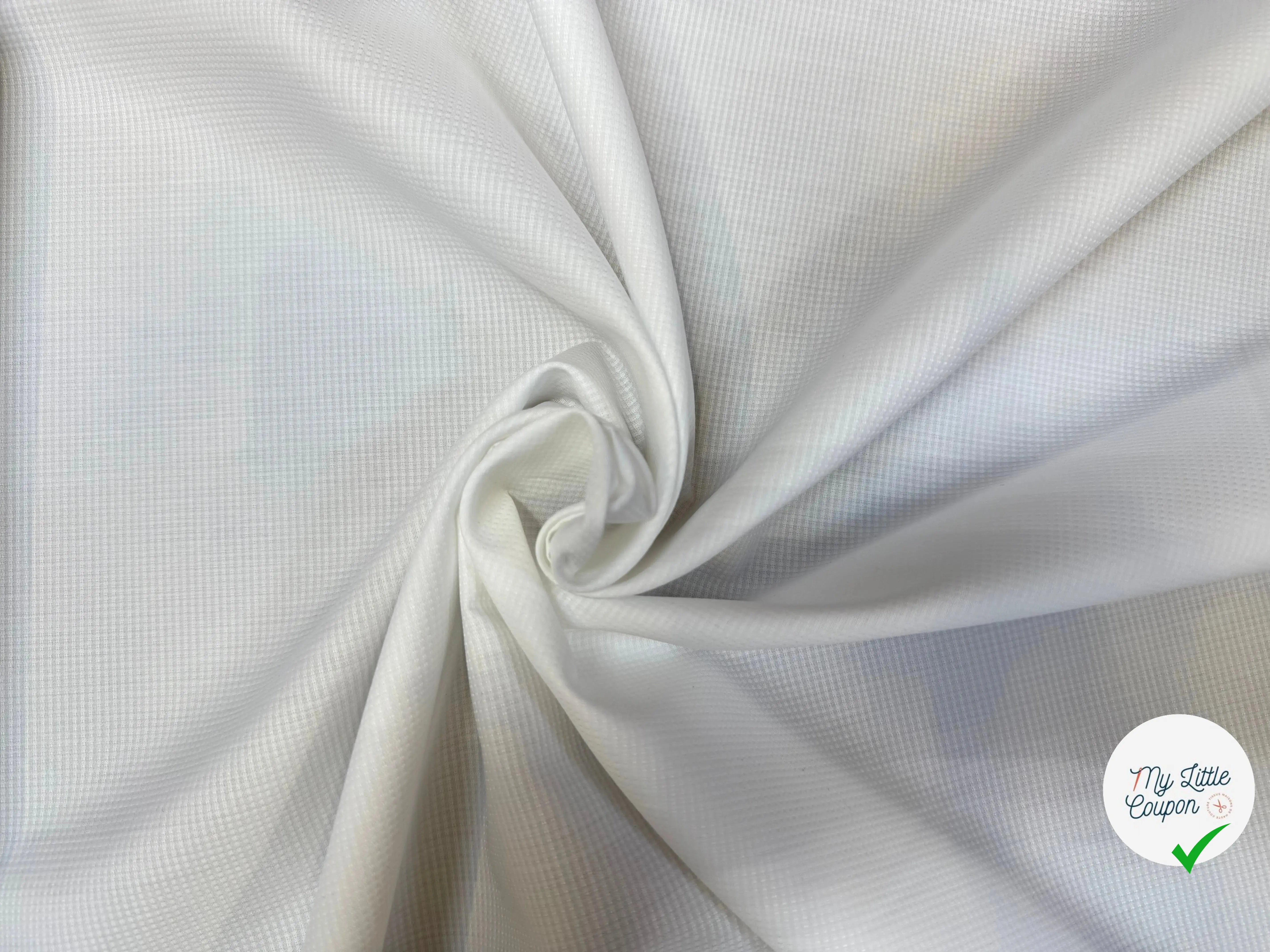 TISSU CHEMISE COTON BLANC ALBINI BLANC EFFET NID D'ABEILLE - My Little Coupon